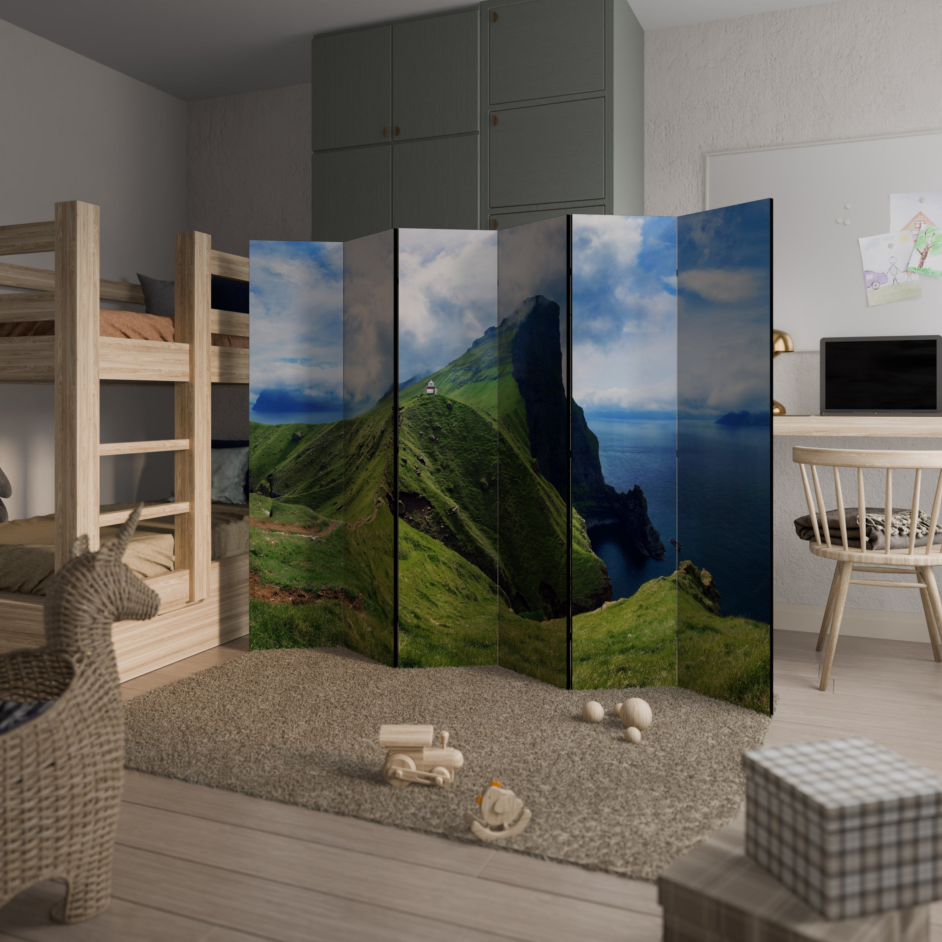 Biombo decorativo de 6 paneles Cliffs of Quietud