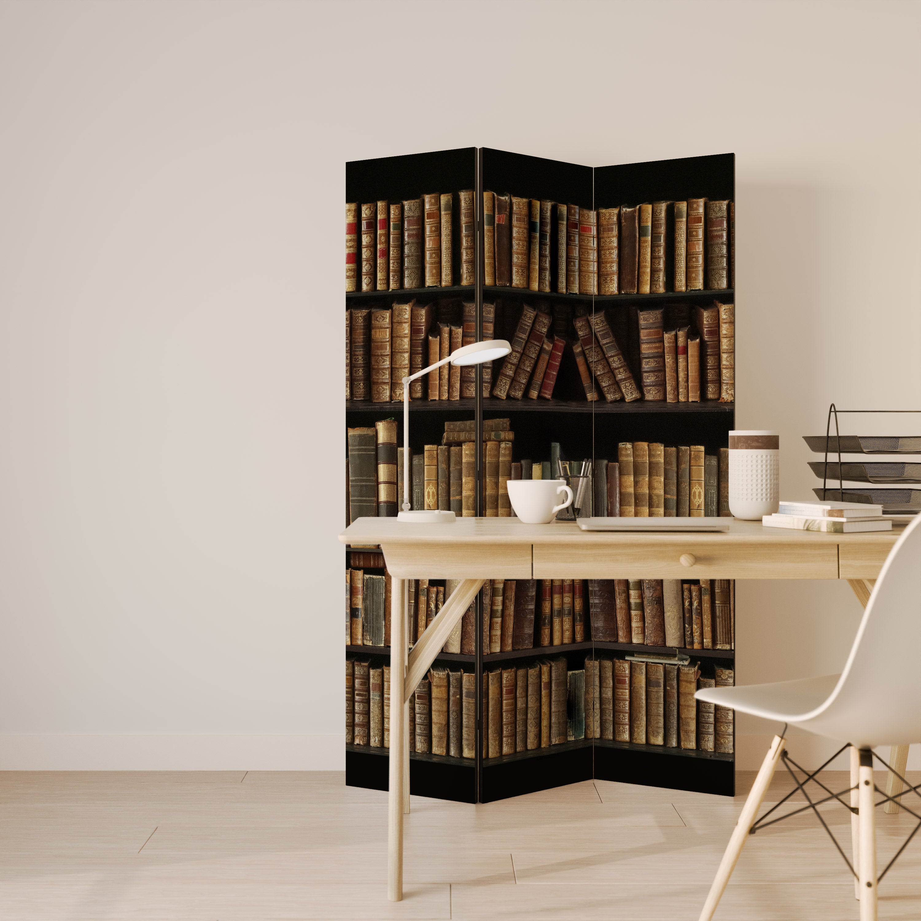 SHELVES OF TIME Decorative 3-Panel Room Divider