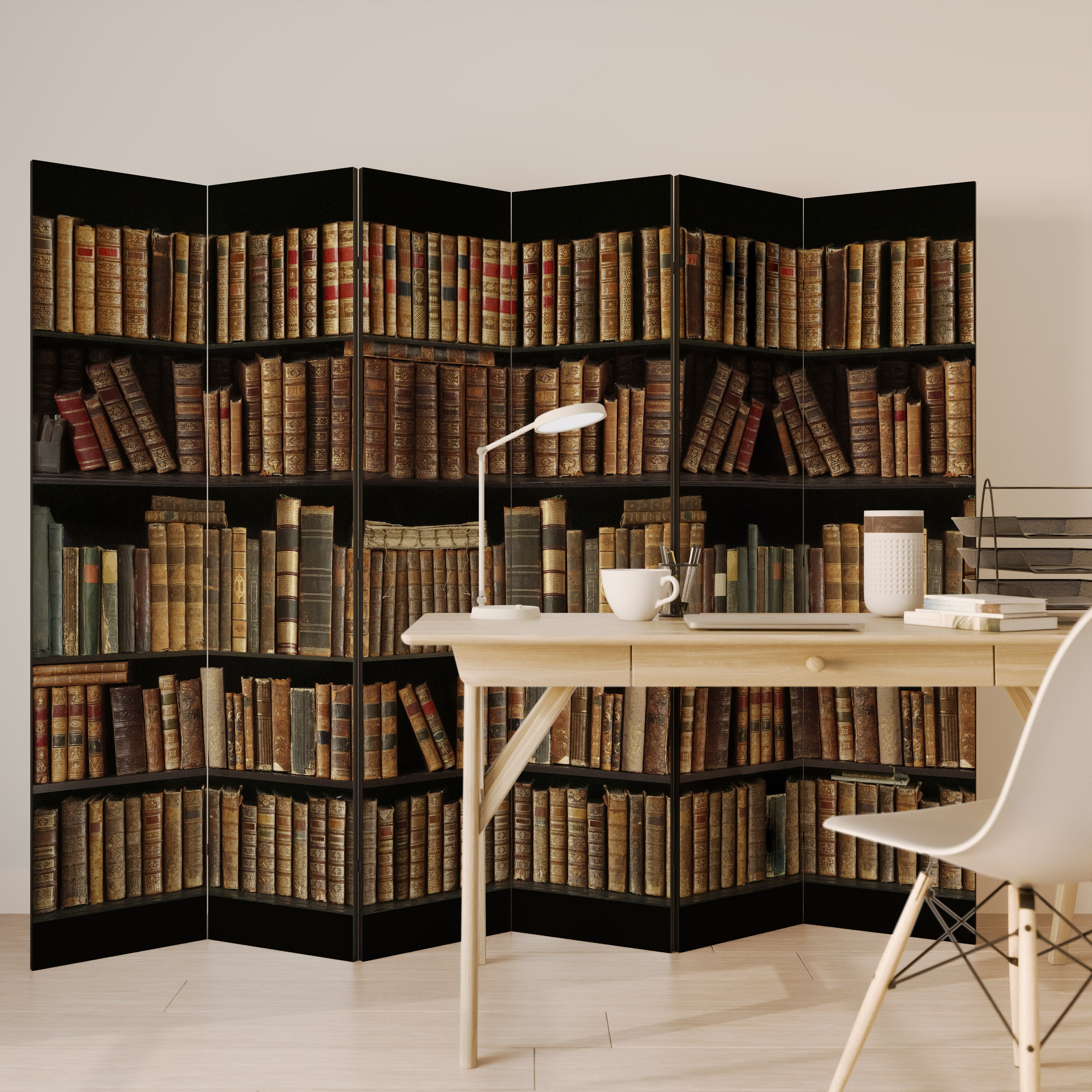 Biombo decorativo de 6 paneles SHELVES OF TIME