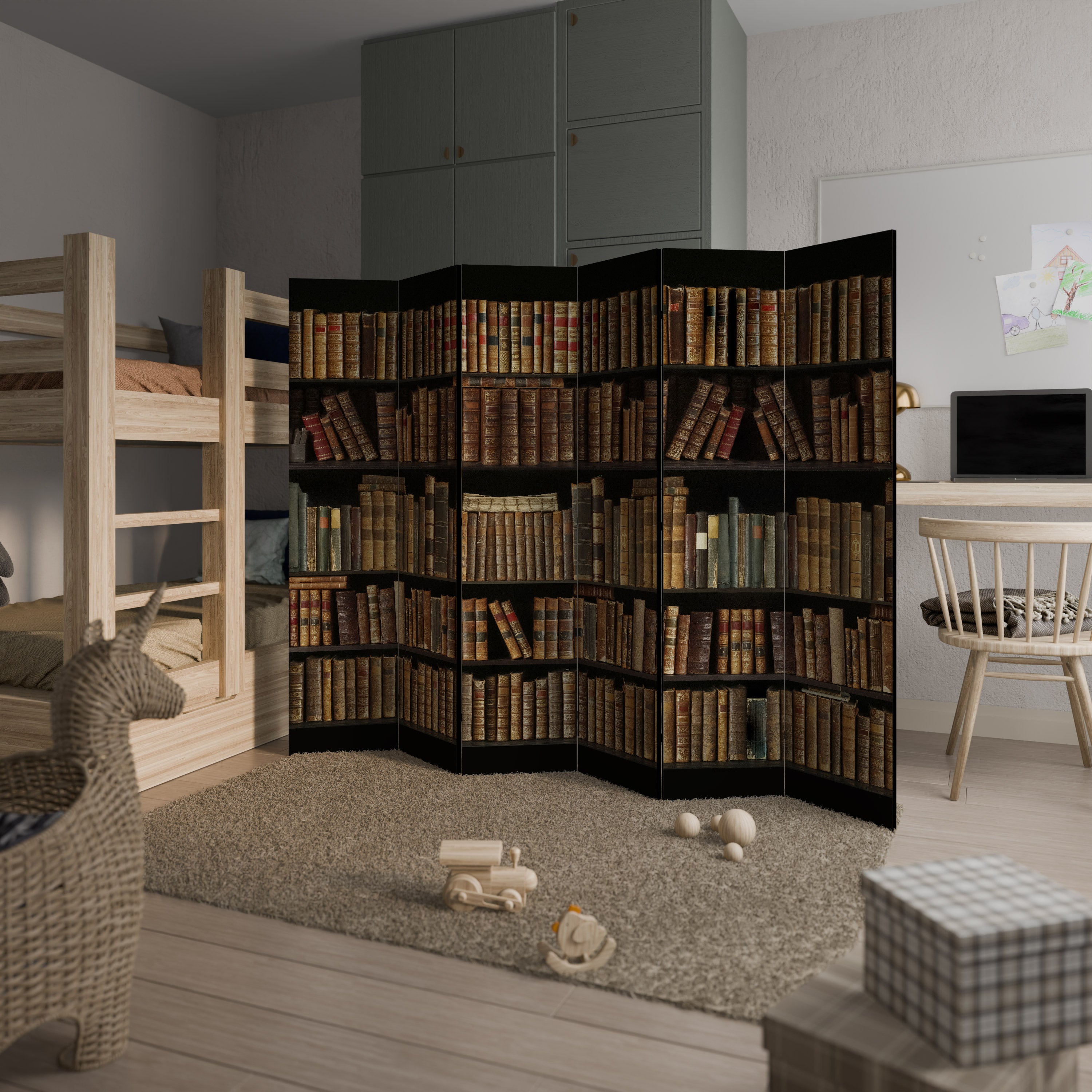 Biombo decorativo de 6 paneles SHELVES OF TIME