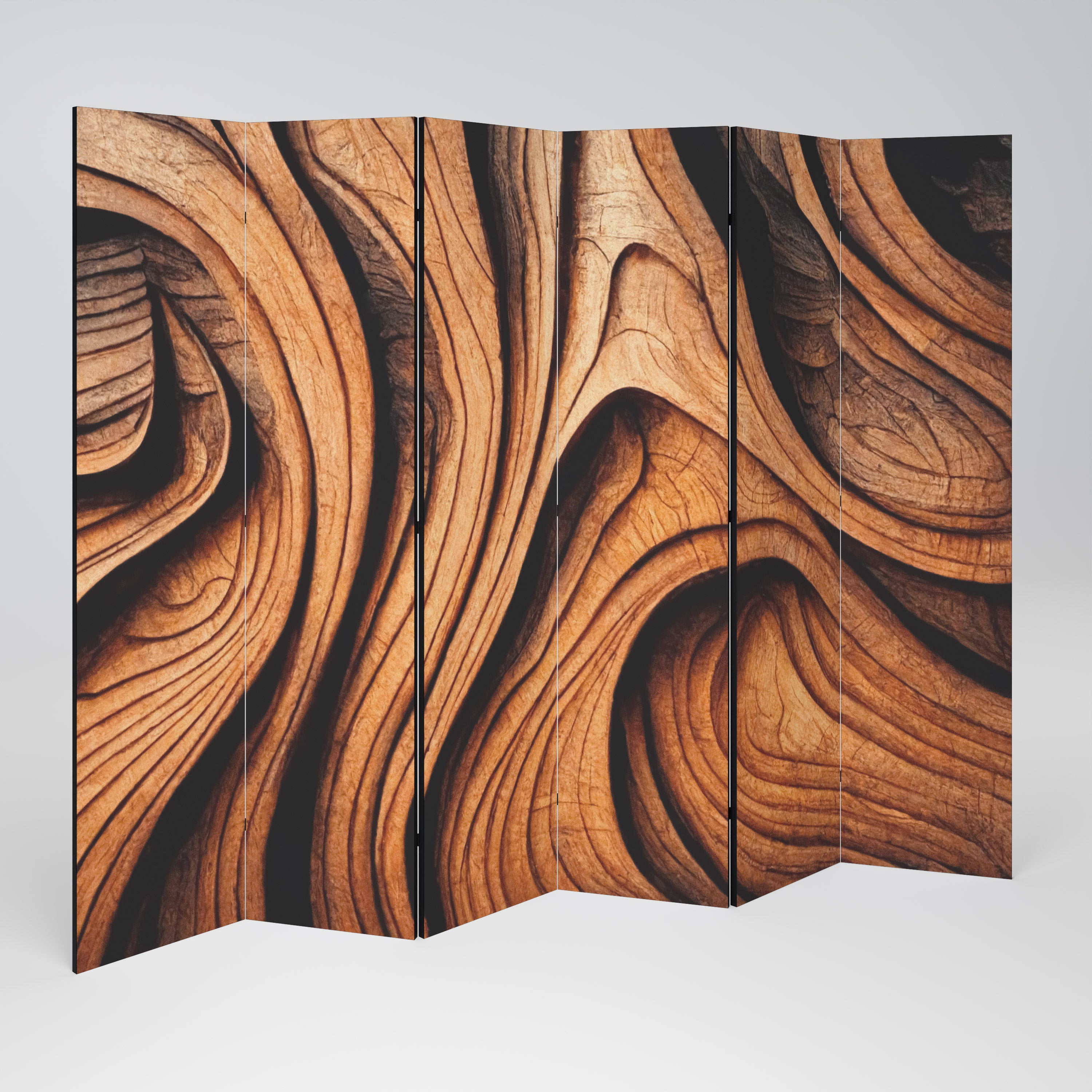 Biombo decorativo de 6 paneles WOODEN WAVES UNFOLDED