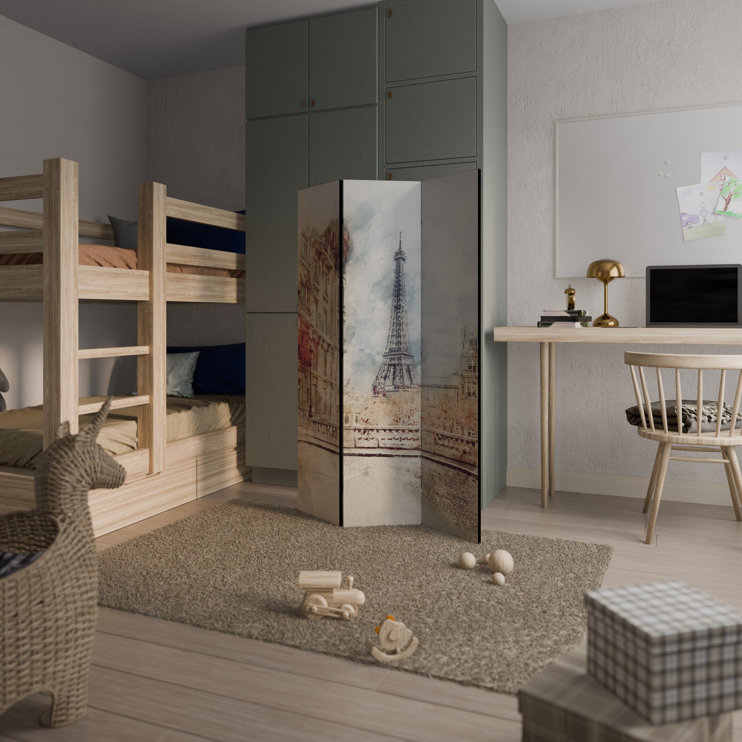 PARISIAN DAYDREAM Decorative 3-Panel Room Divider