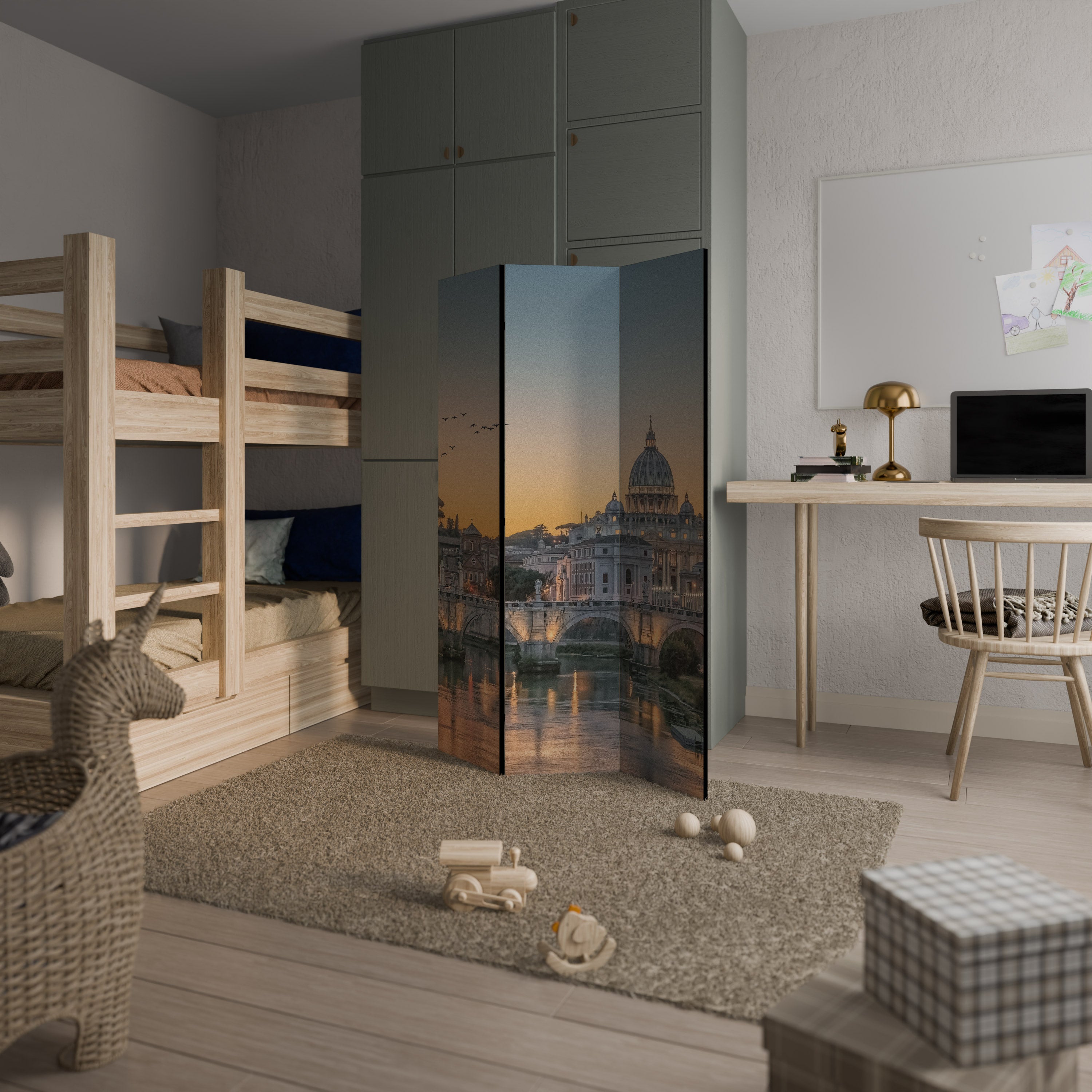 REFLECTIONS OF ROME Decorative 3-Panel Room Divider