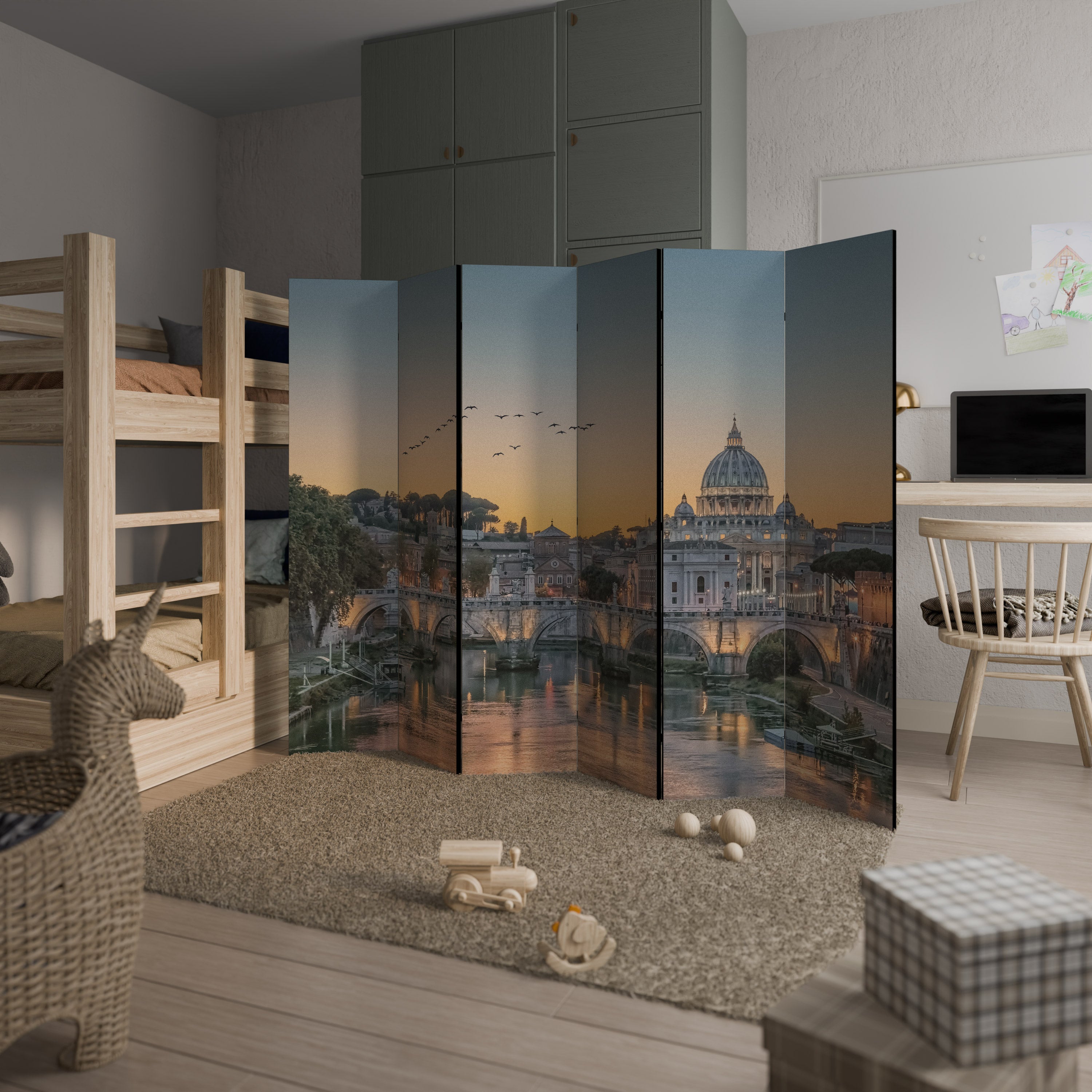 Biombo decorativo de 6 paneles REFLEXIONES DE ROMA