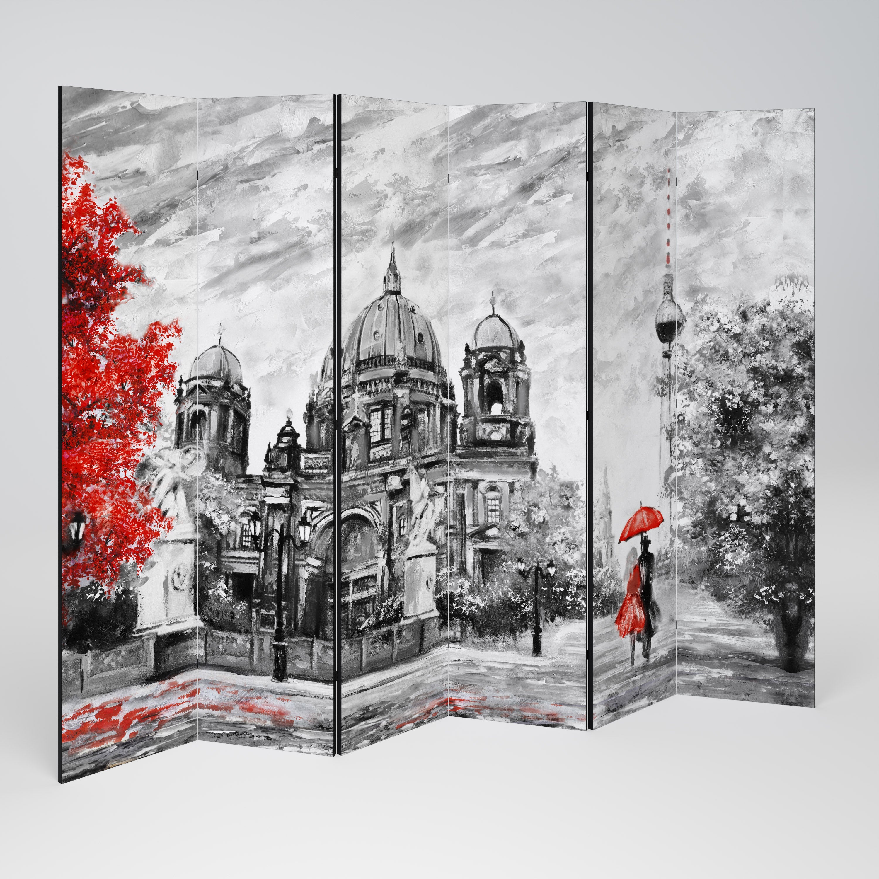 Biombo decorativo de 6 paneles RED LEAVES EMBRACE