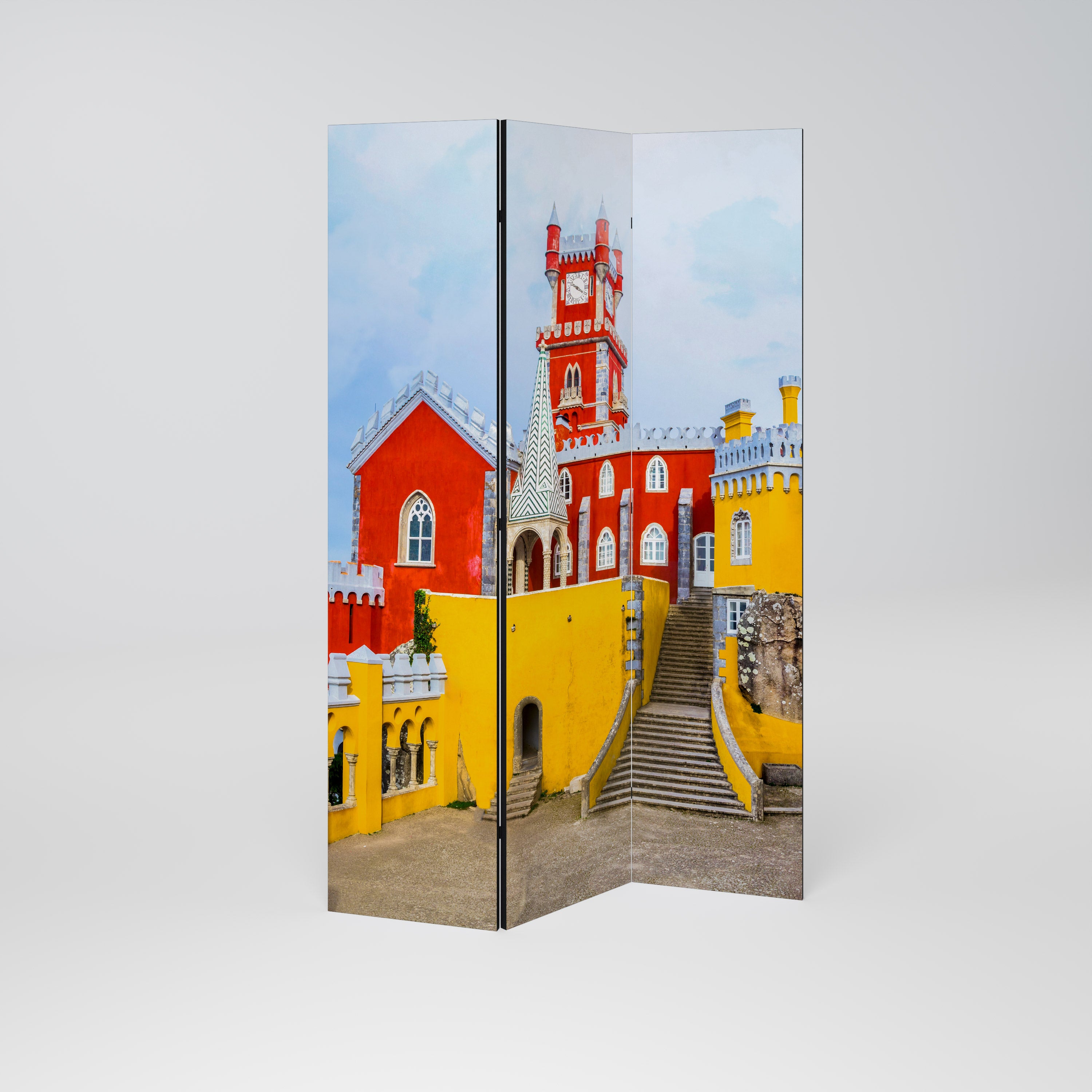 COLORFUL CASTLE CORRIDORS Decorative 3-Panel Room Divider