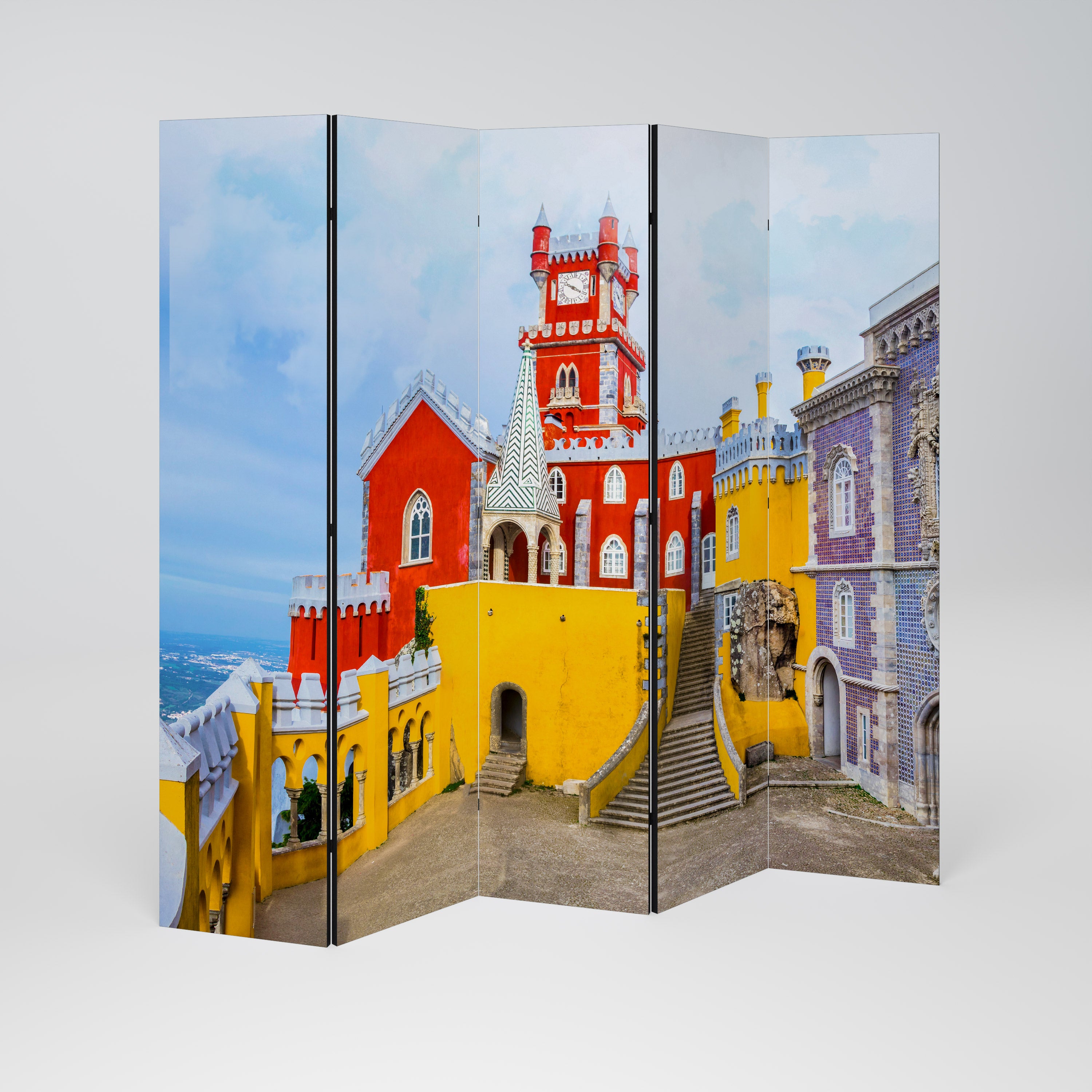 COLORFUL CASTLE CORRIDORS Decorative 5-Panel Room Divider