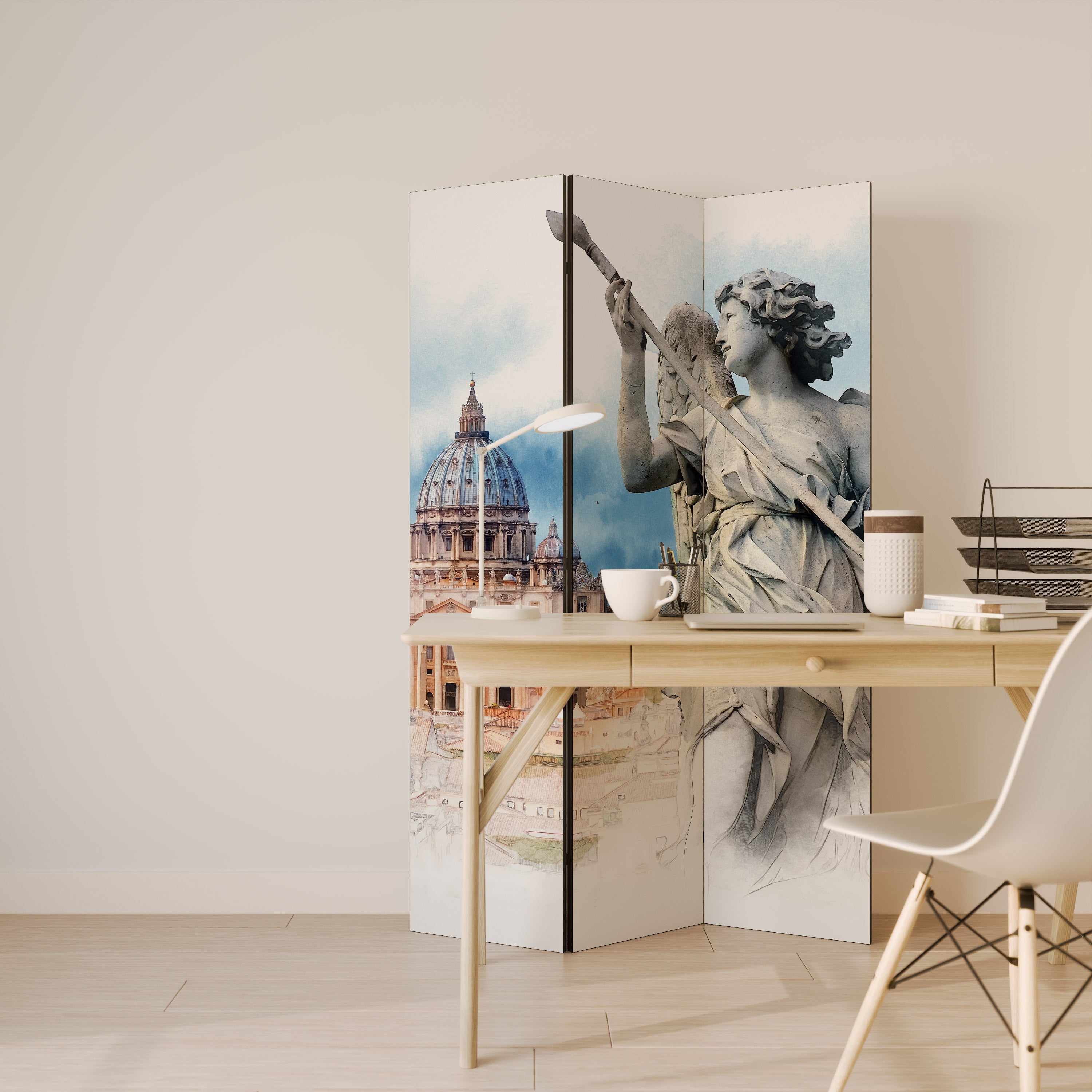 MYSTICAL CITYSCAPE RELIC Decorative 3-Panel Room Divider