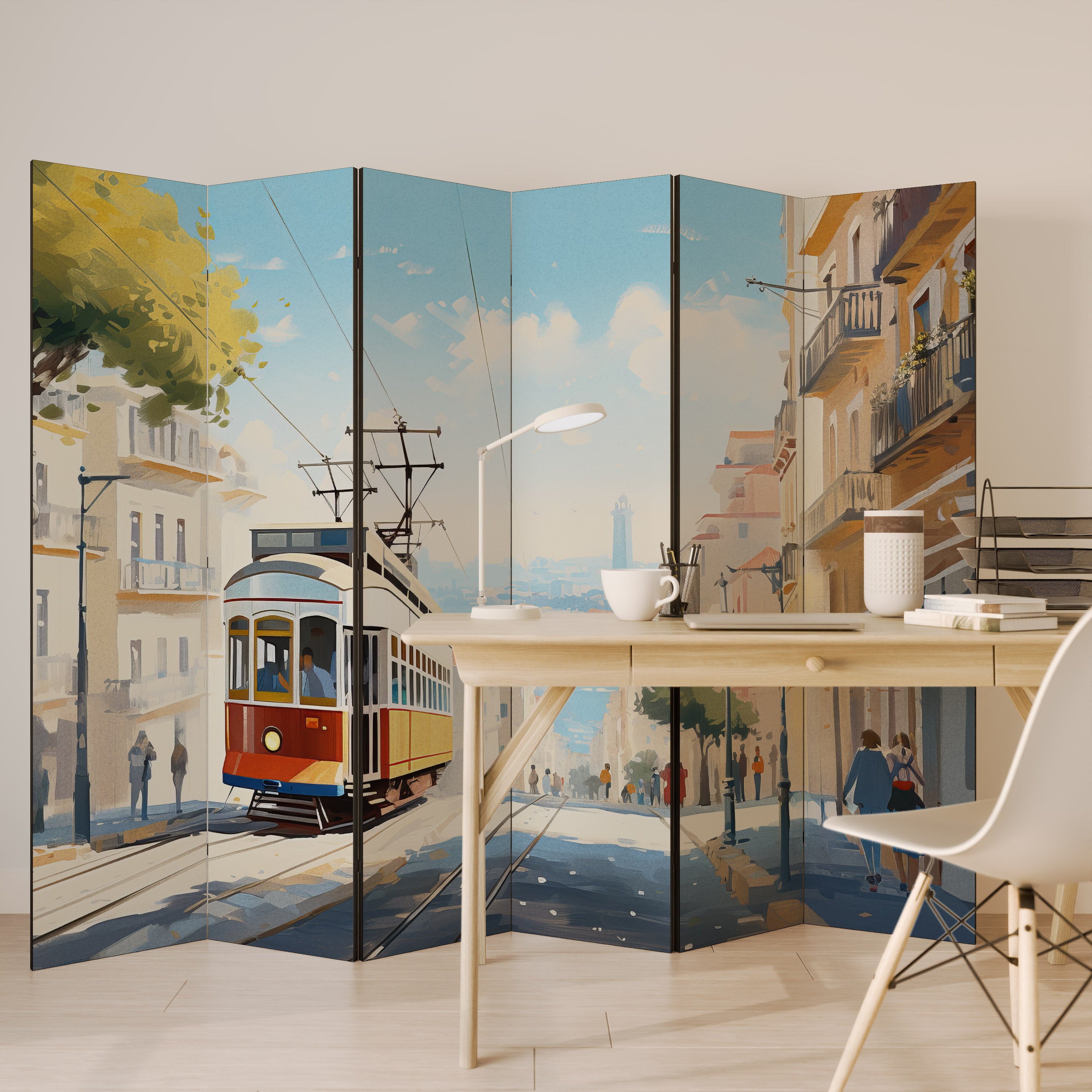 Biombo decorativo de 6 paneles TRAMWAY DREAMSCAPE