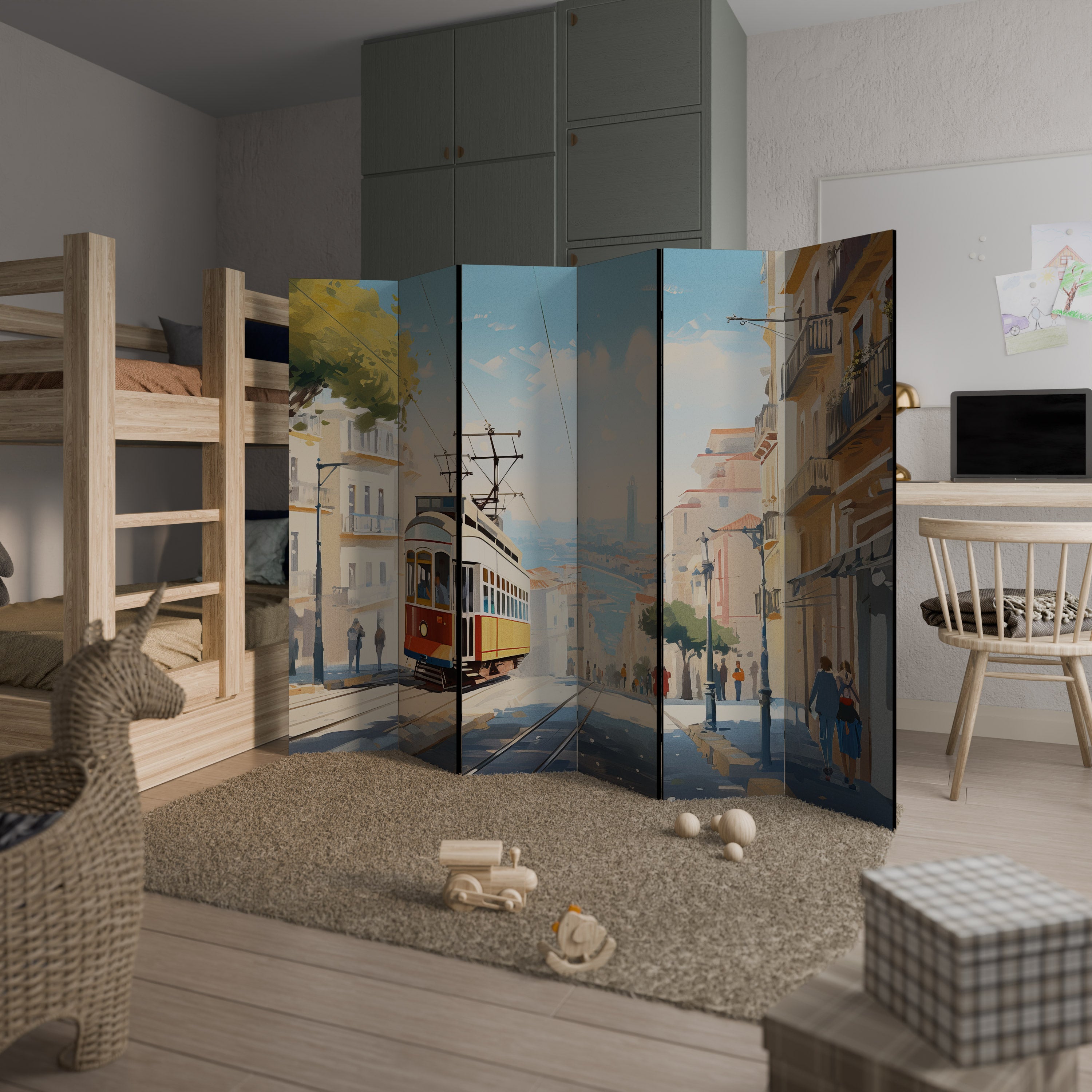 Biombo decorativo de 6 paneles TRAMWAY DREAMSCAPE