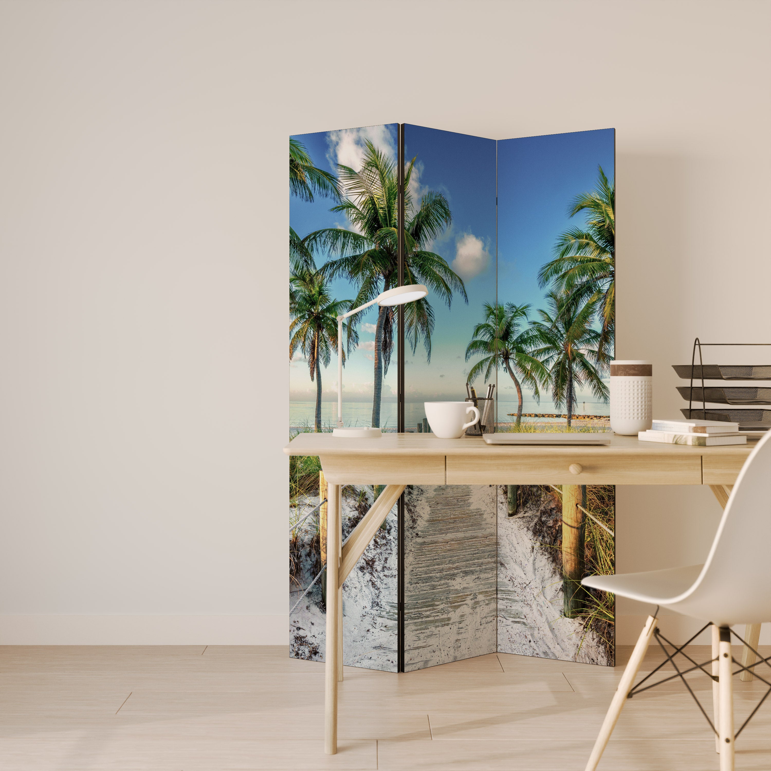 BREEZY COASTAL RETREAT Decorative 3-Panel Room Divider