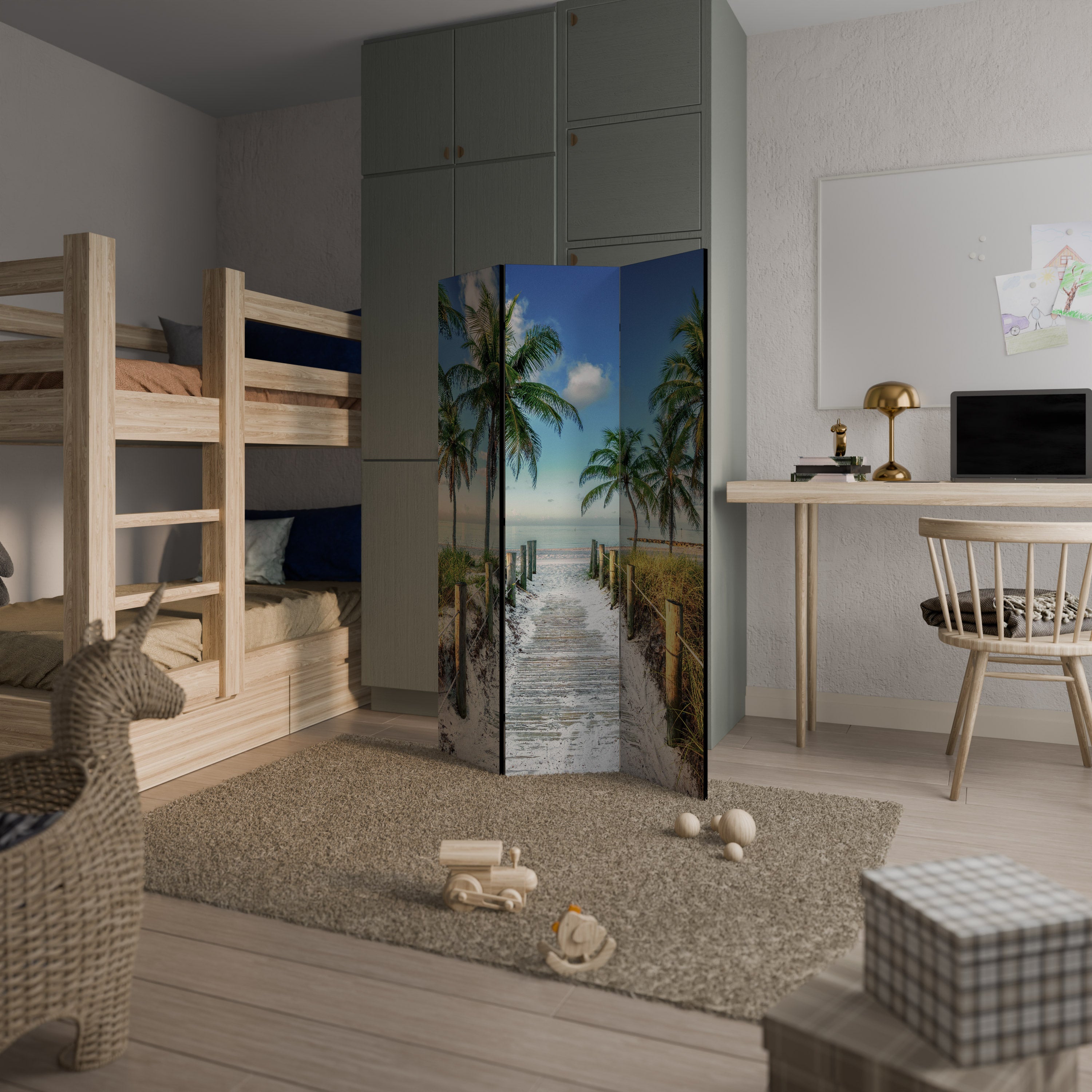 BREEZY COASTAL RETREAT Decorative 3-Panel Room Divider