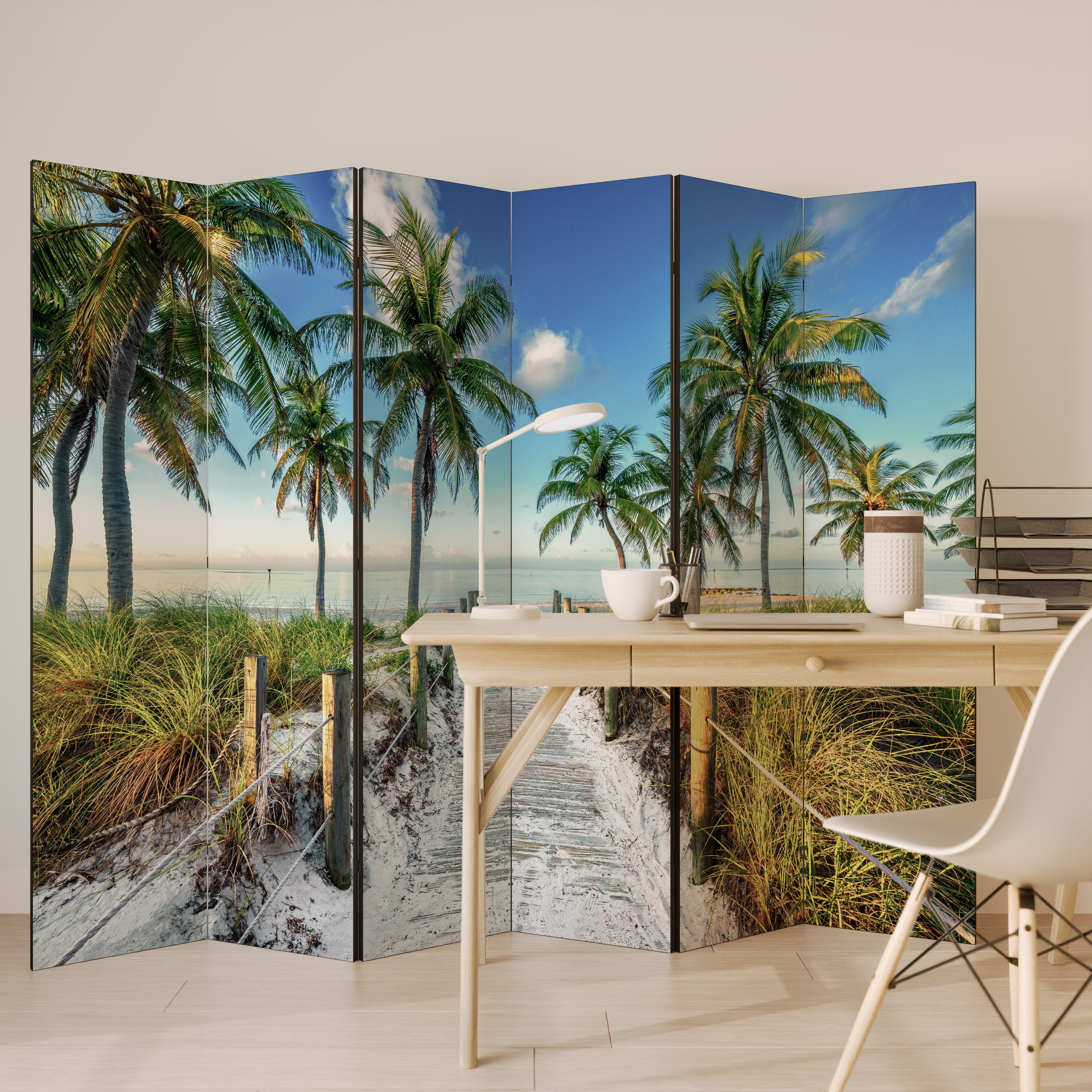 Biombo decorativo de 6 paneles BREEZY COASTAL RETREAT