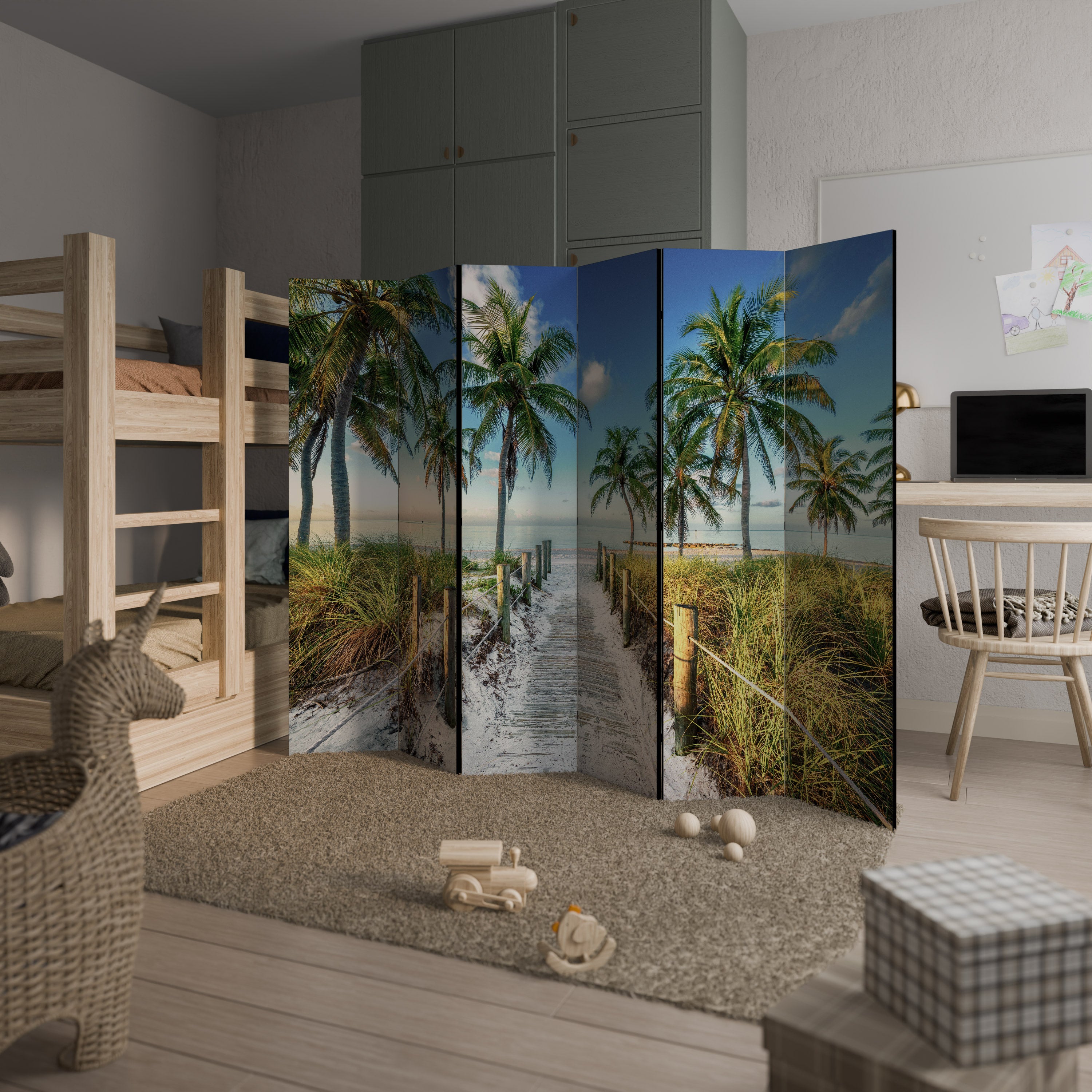 Biombo decorativo de 6 paneles BREEZY COASTAL RETREAT