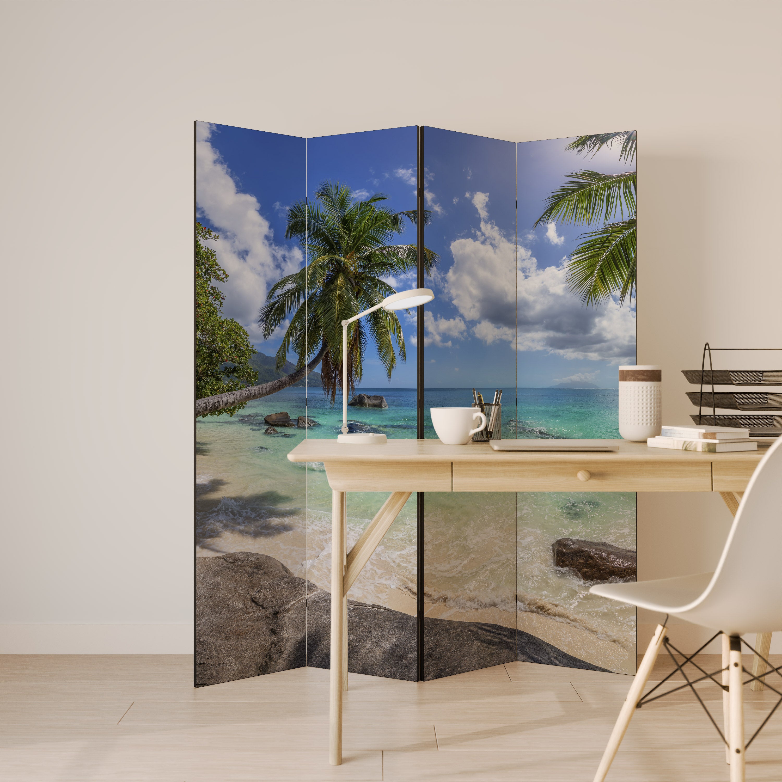 Biombo decorativo de 4 paneles OASIS OF CALM