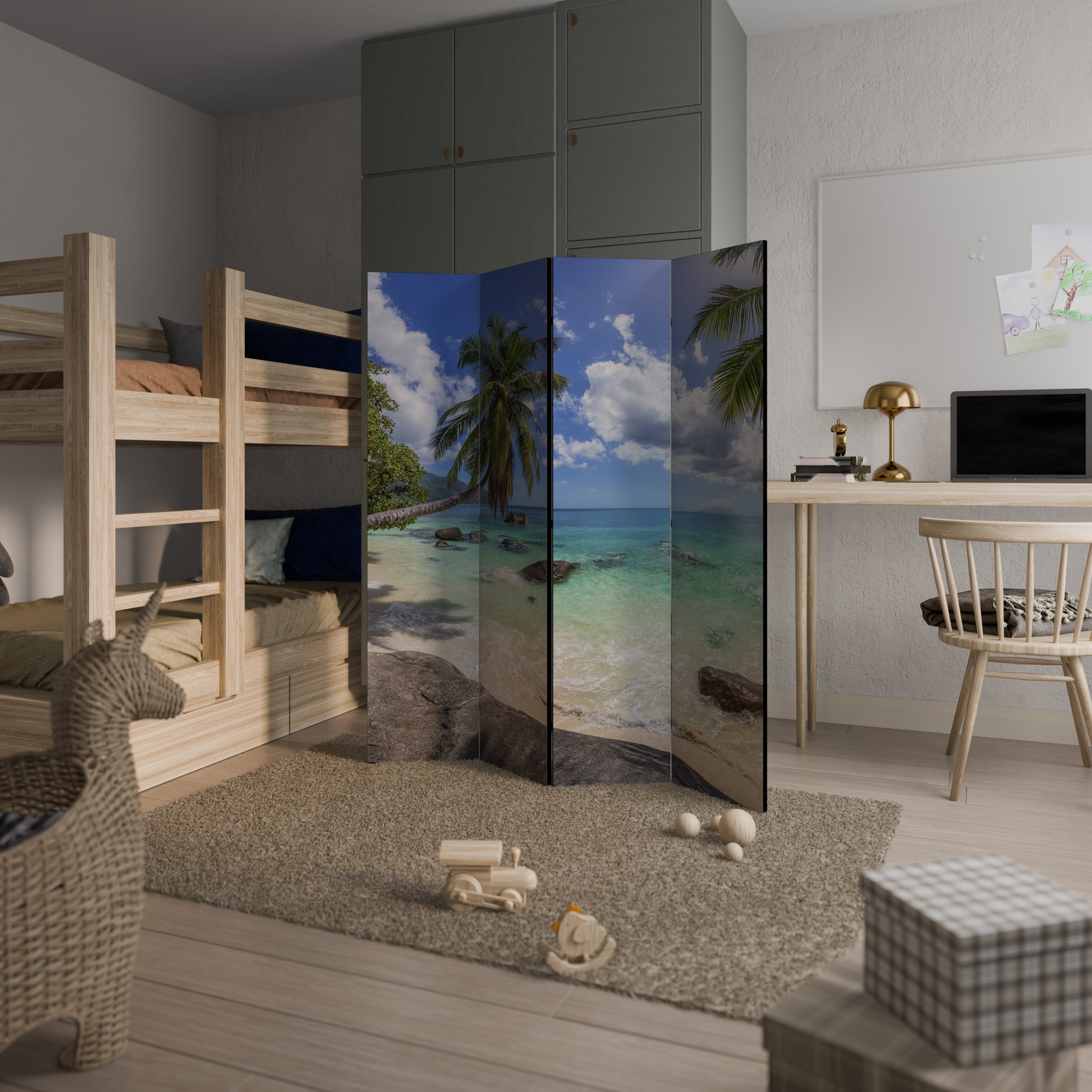 Biombo decorativo de 4 paneles OASIS OF CALM