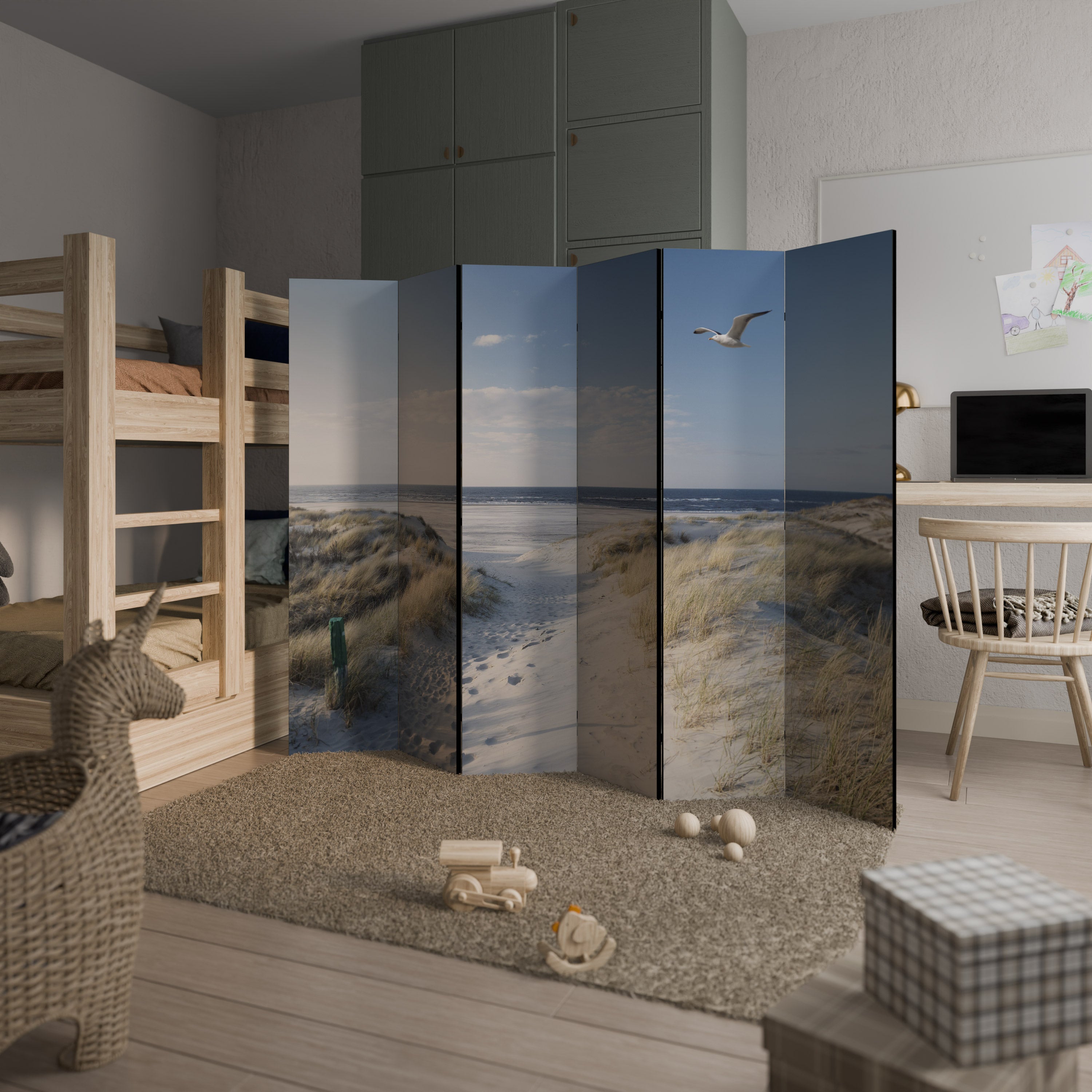 Biombo decorativo de 6 paneles SEASIDE DREAMING
