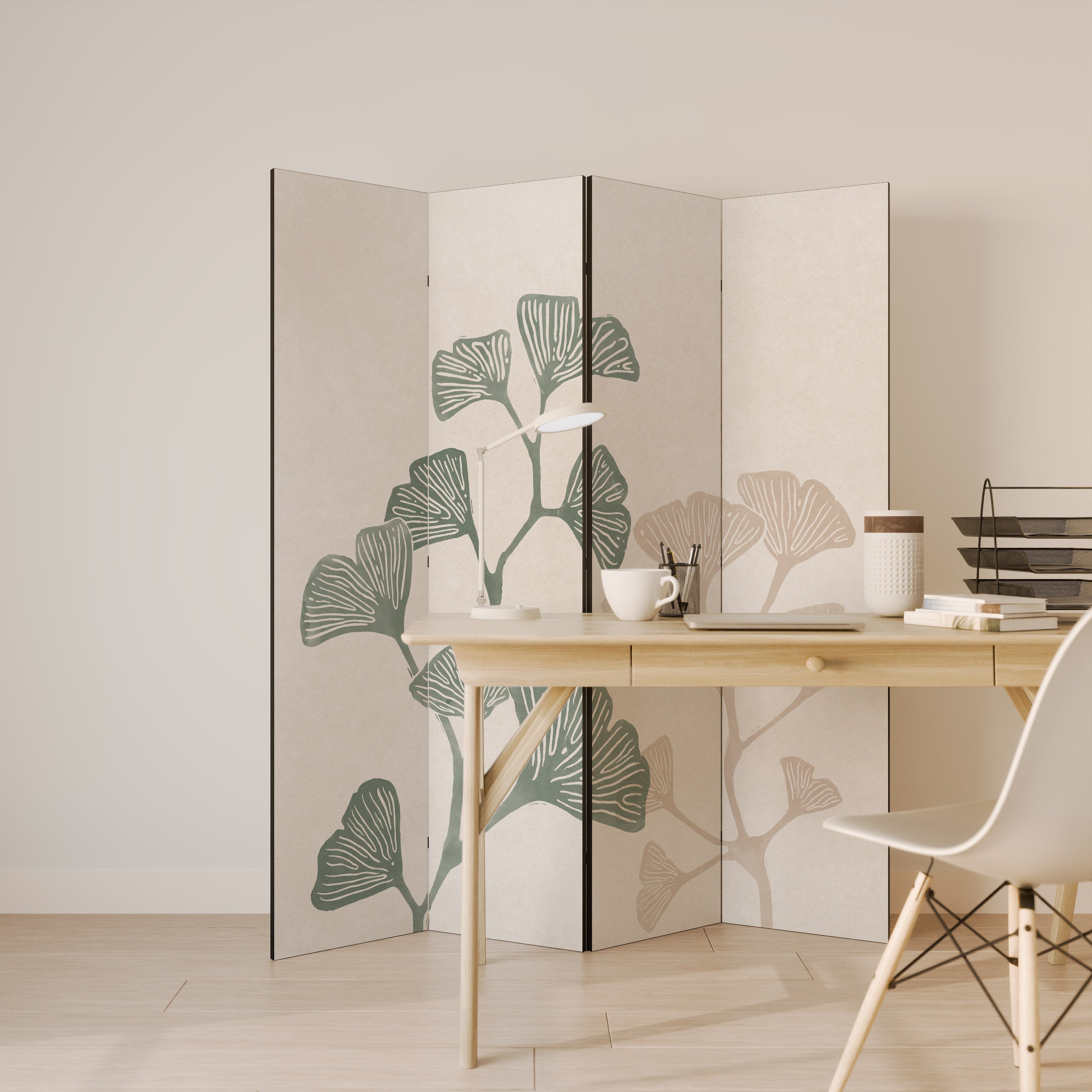 Biombo decorativo de 4 paneles THE GOST OF GINKGO