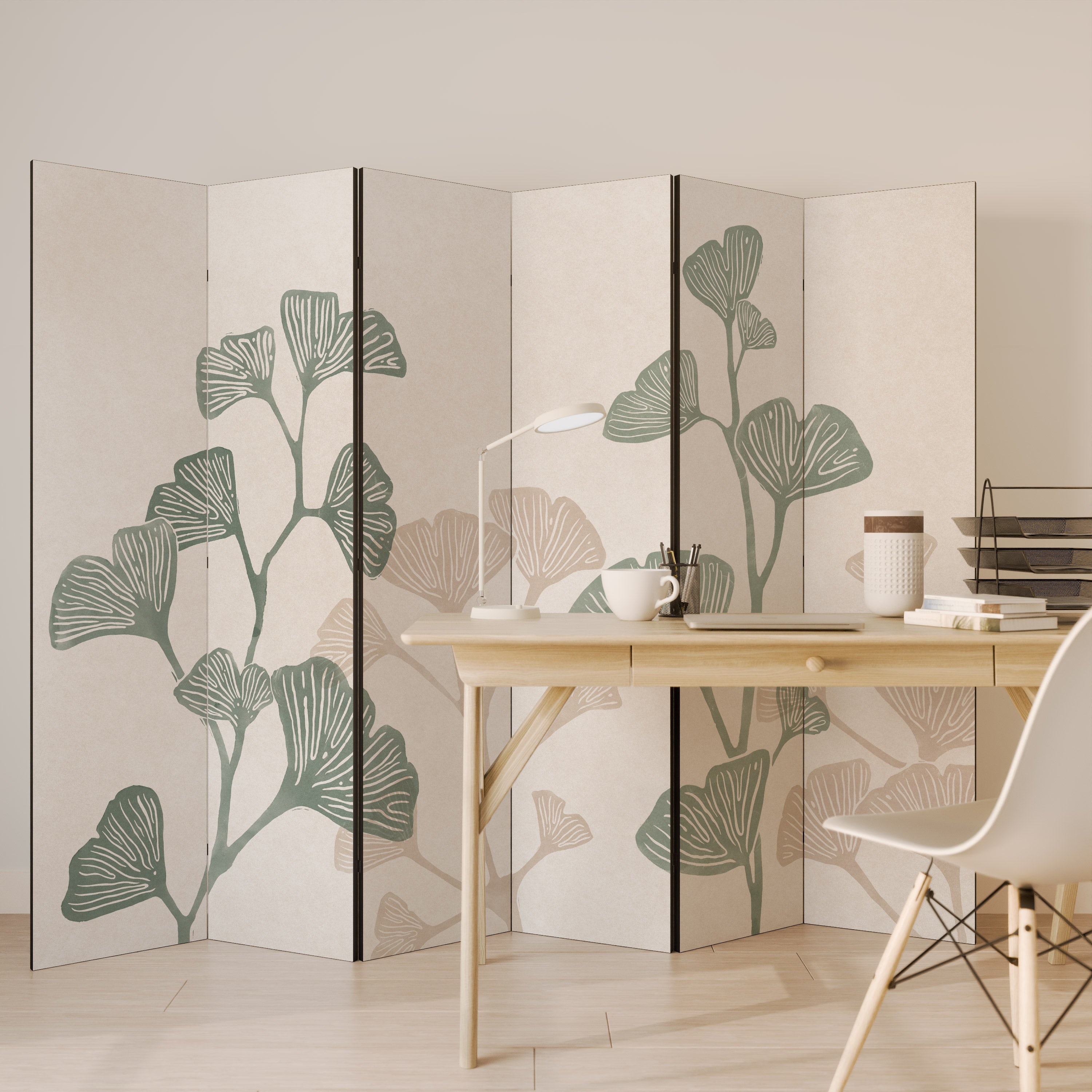 Biombo decorativo de 6 paneles THE GOST OF GINKGO
