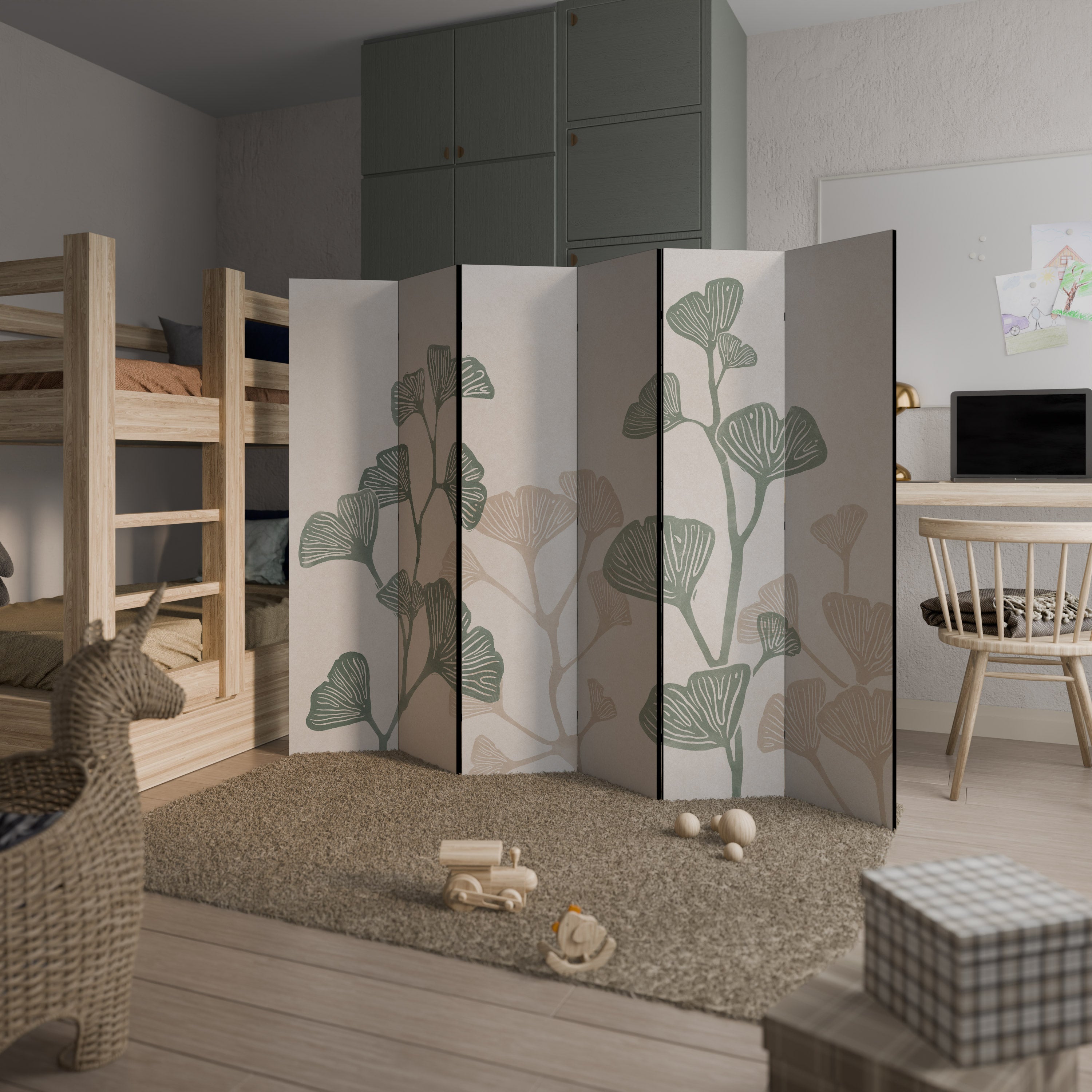 Biombo decorativo de 6 paneles THE GOST OF GINKGO