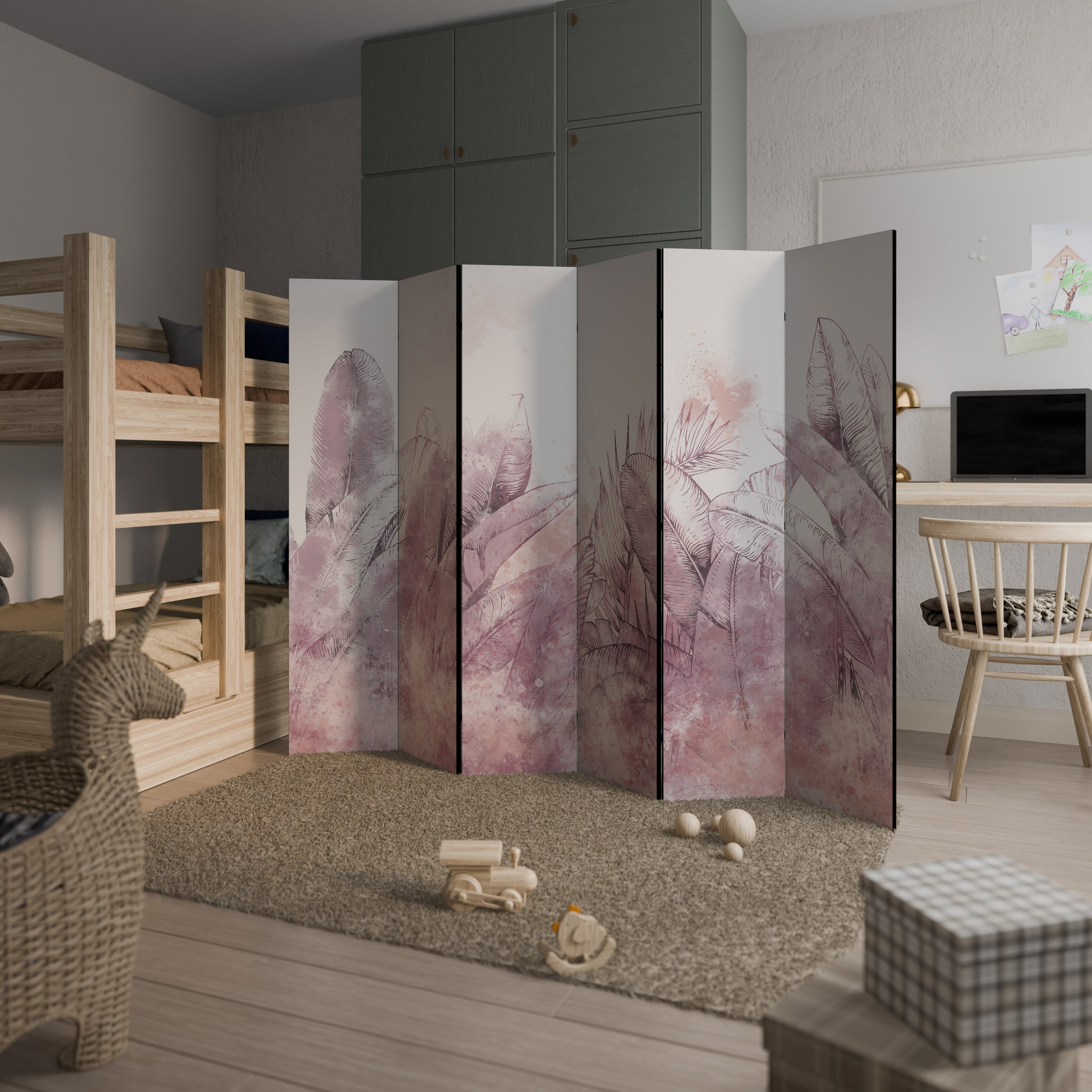Biombo decorativo de 6 paneles TROPICAL GLAM
