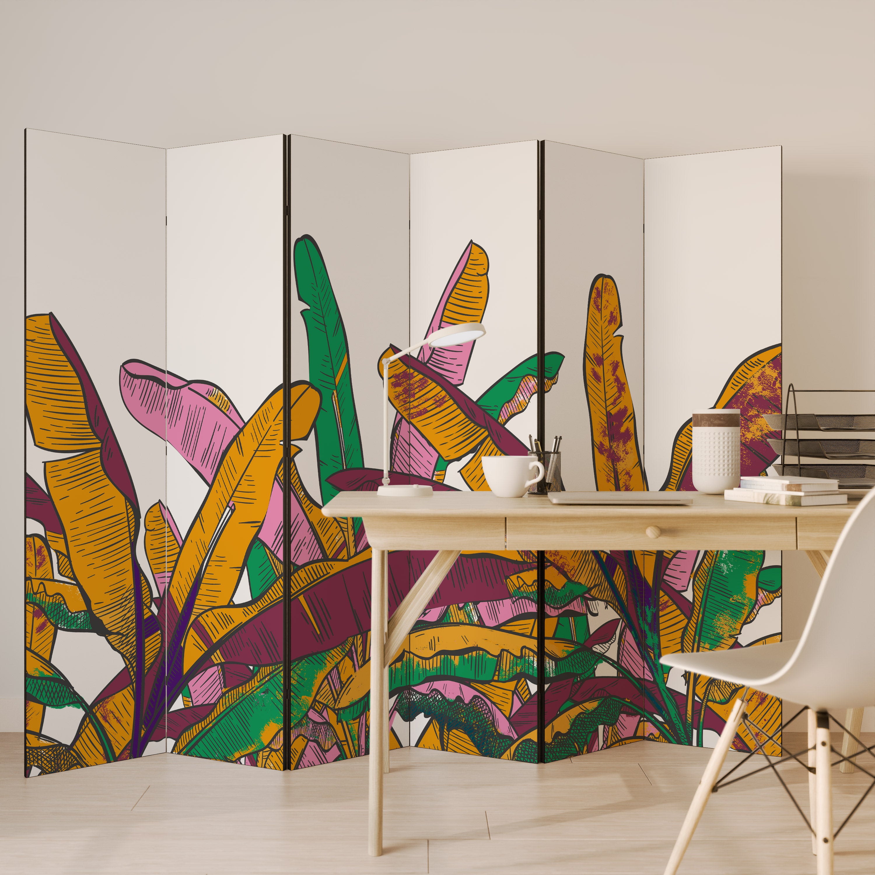 Biombo decorativo de 6 paneles TROPICAL GLOW