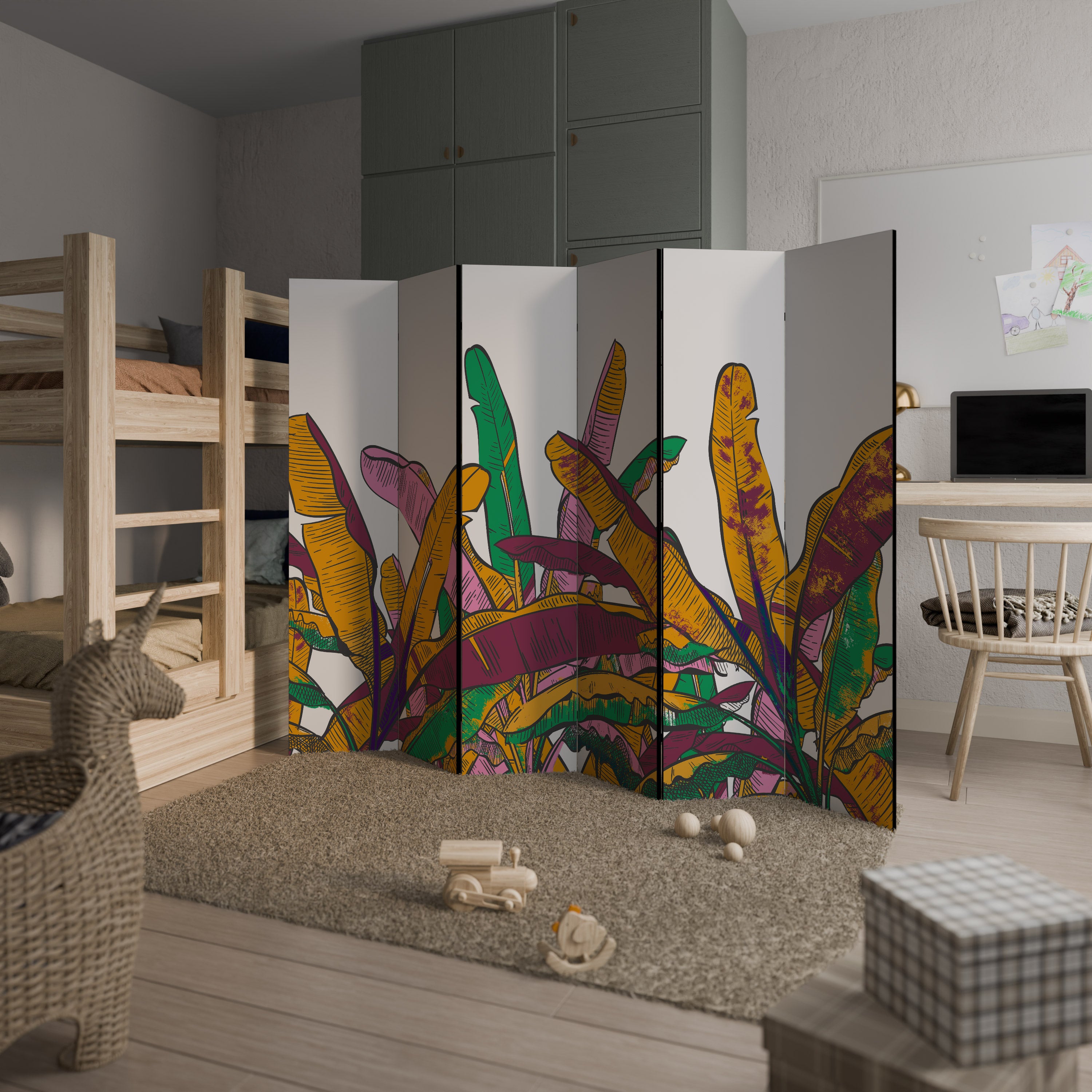 Biombo decorativo de 6 paneles TROPICAL GLOW