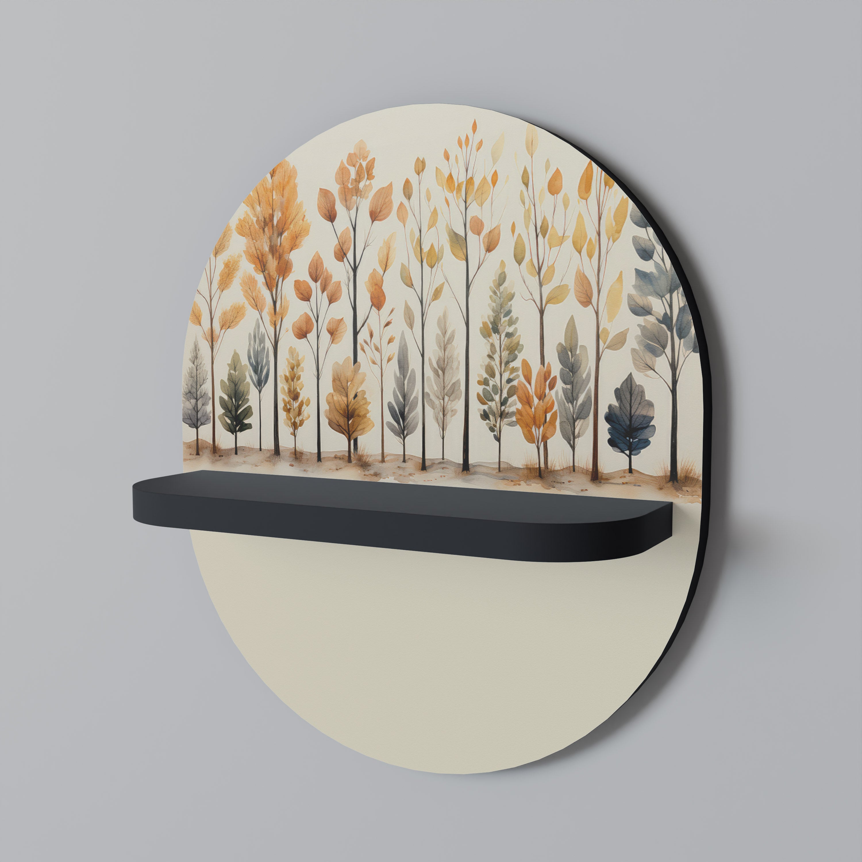 Estantería de arte ovalada AUTUMN FOREST en acabado negro