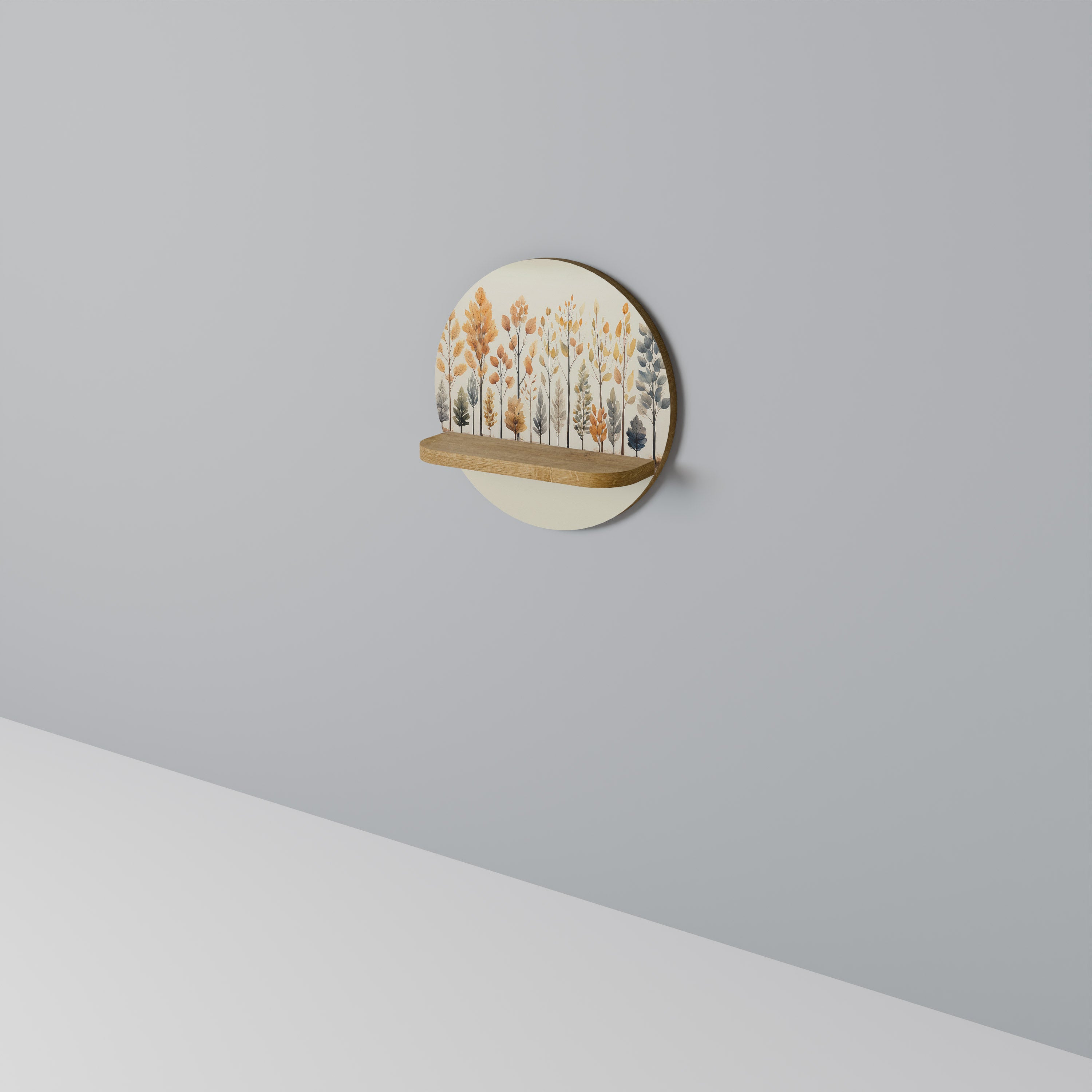 Estantería de arte redonda AUTUMN FOREST en efecto roble