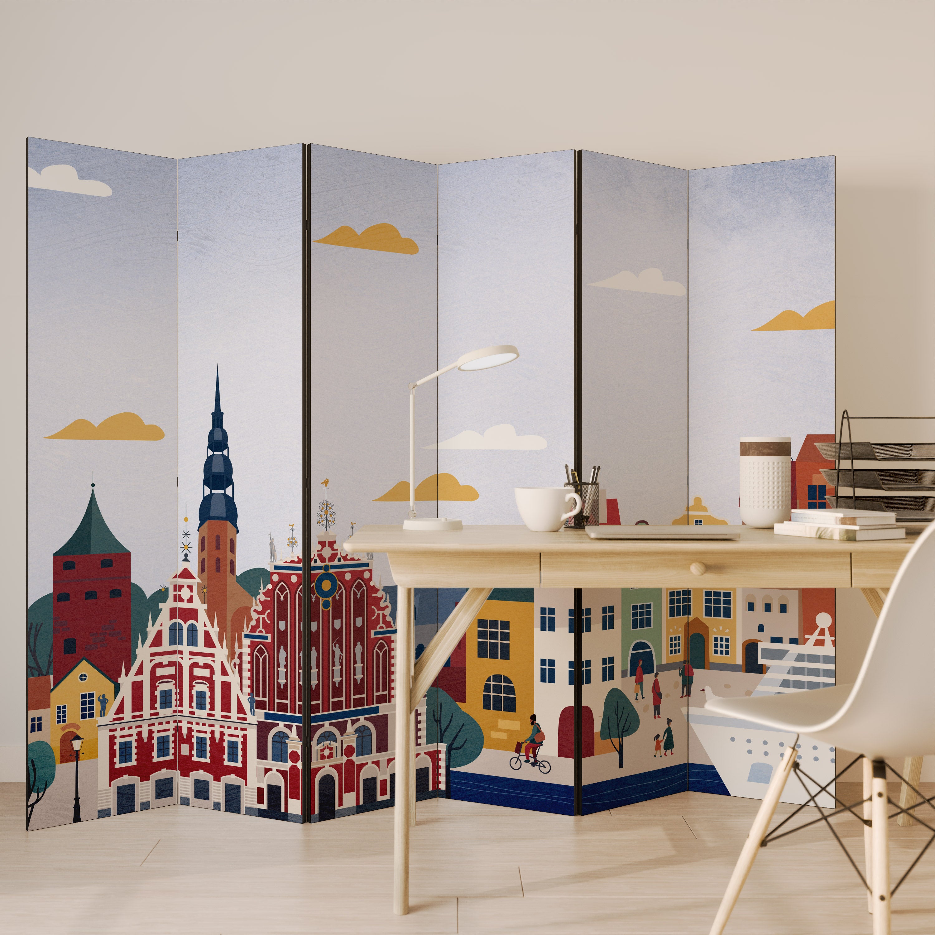 Biombo decorativo de 6 paneles MEMORIA DE RIGA