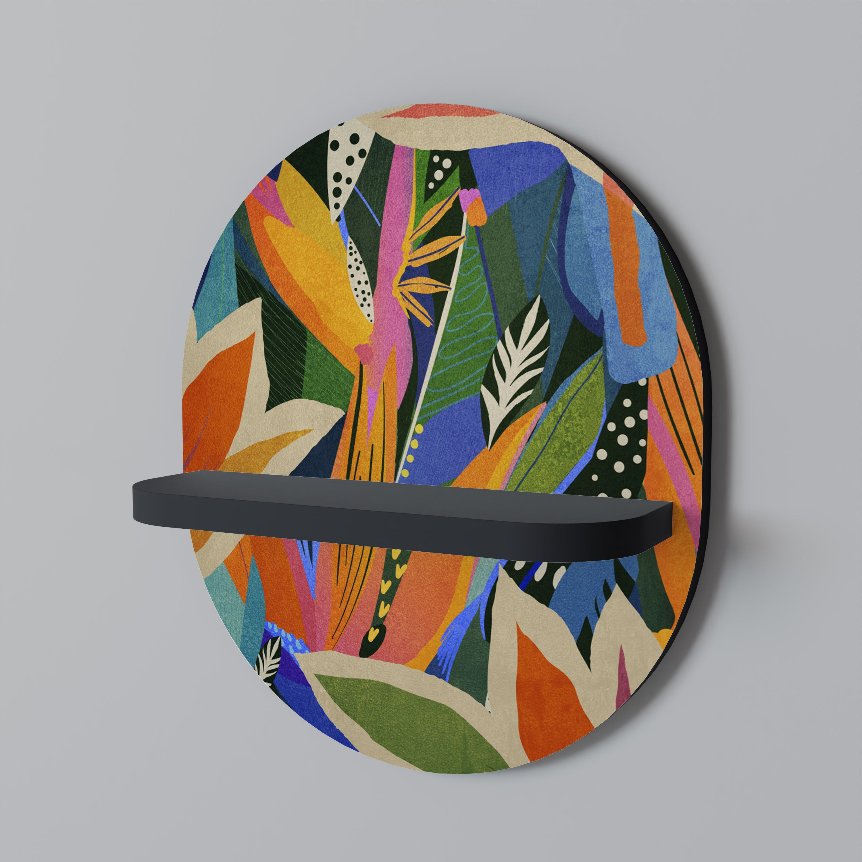 Estantería de arte ovalada VEGETACIÓN RAMPANTE con acabado negro