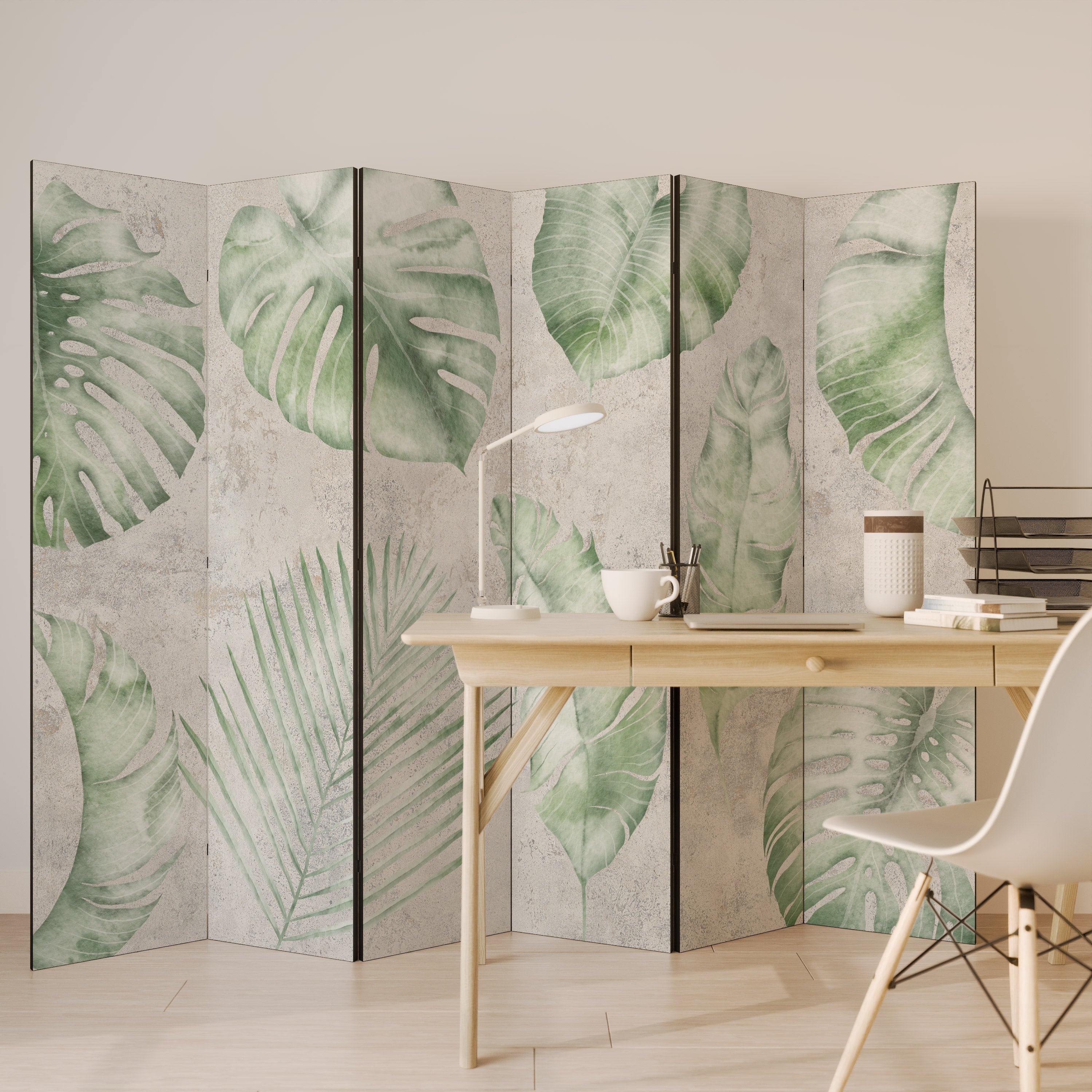 Biombo decorativo de 6 paneles LUSH LEAF WHISPERS