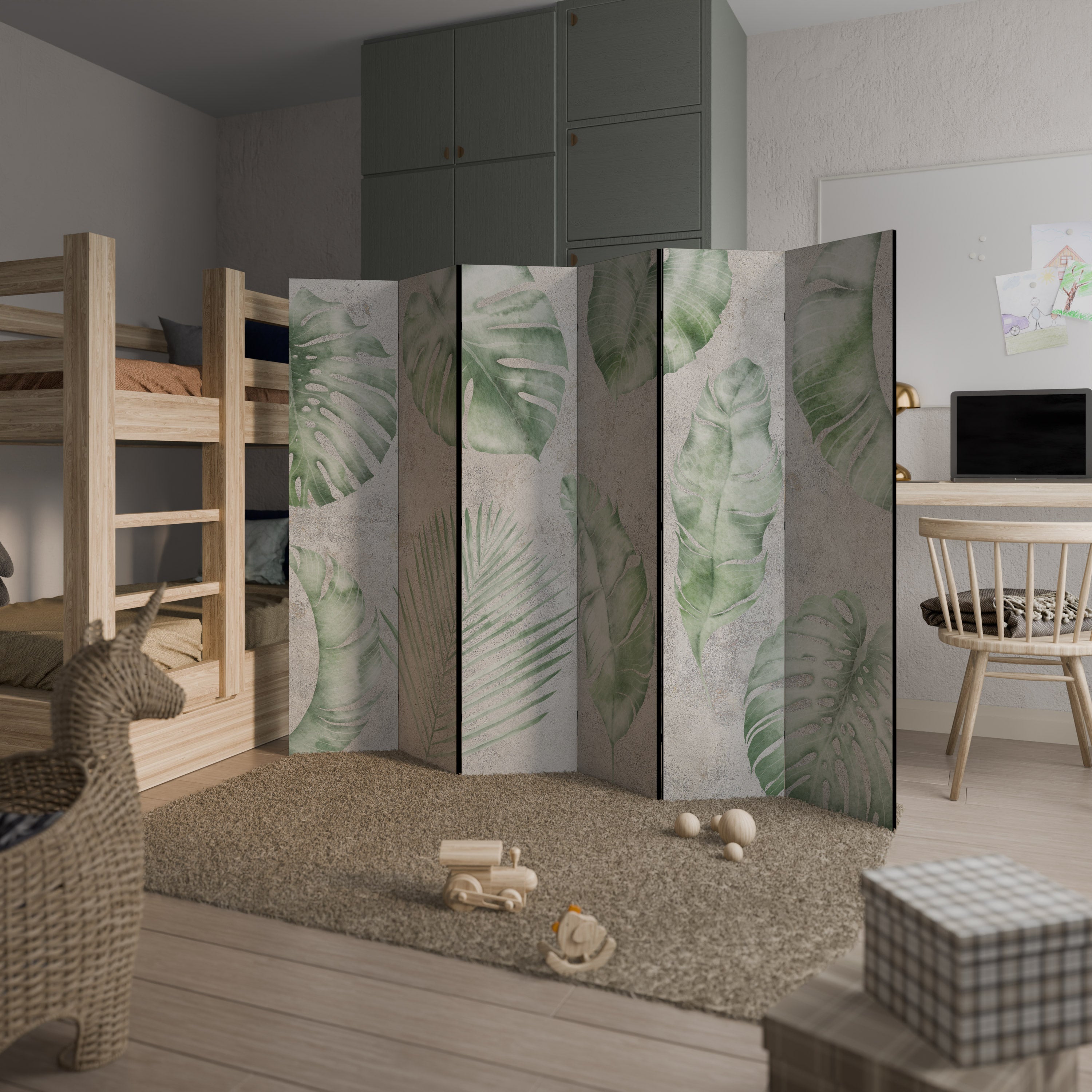 Biombo decorativo de 6 paneles LUSH LEAF WHISPERS
