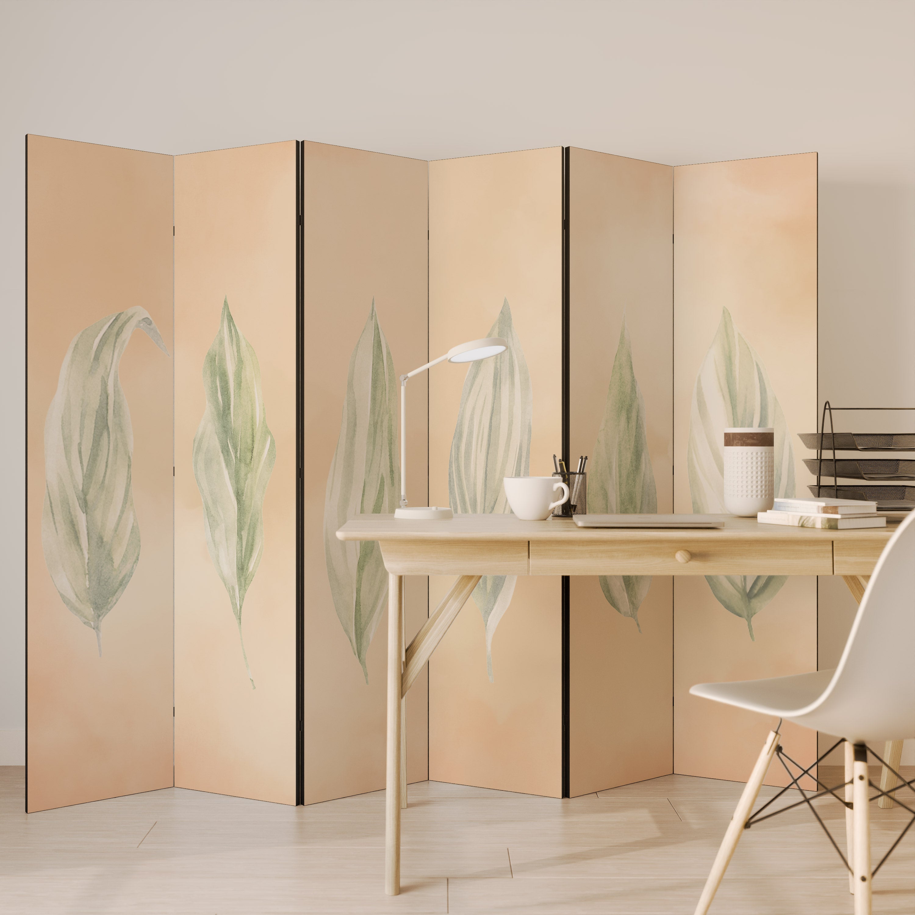 Biombo decorativo de 6 paneles LEAFY HARMONY