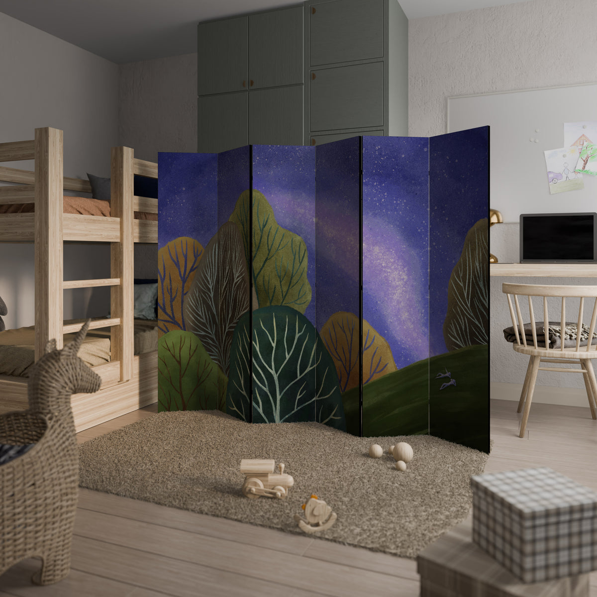 STARLIT VIBE Biombo de 6 paneles