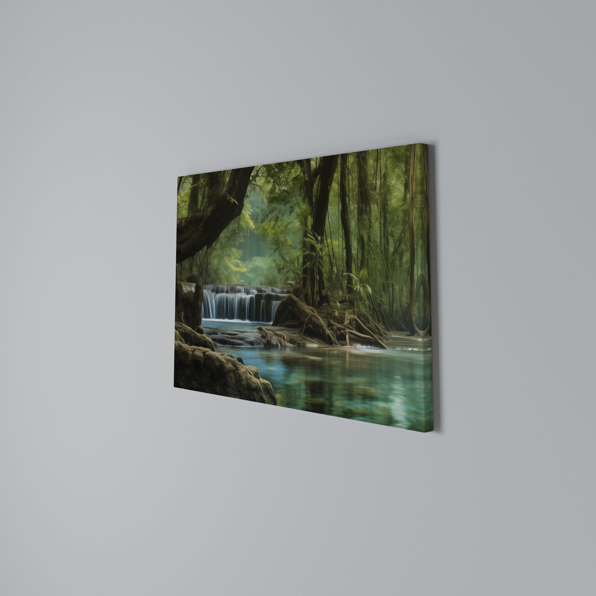 TRANQUIL WATERFALL ESCAPE Cuadro en lienzo horizontal
