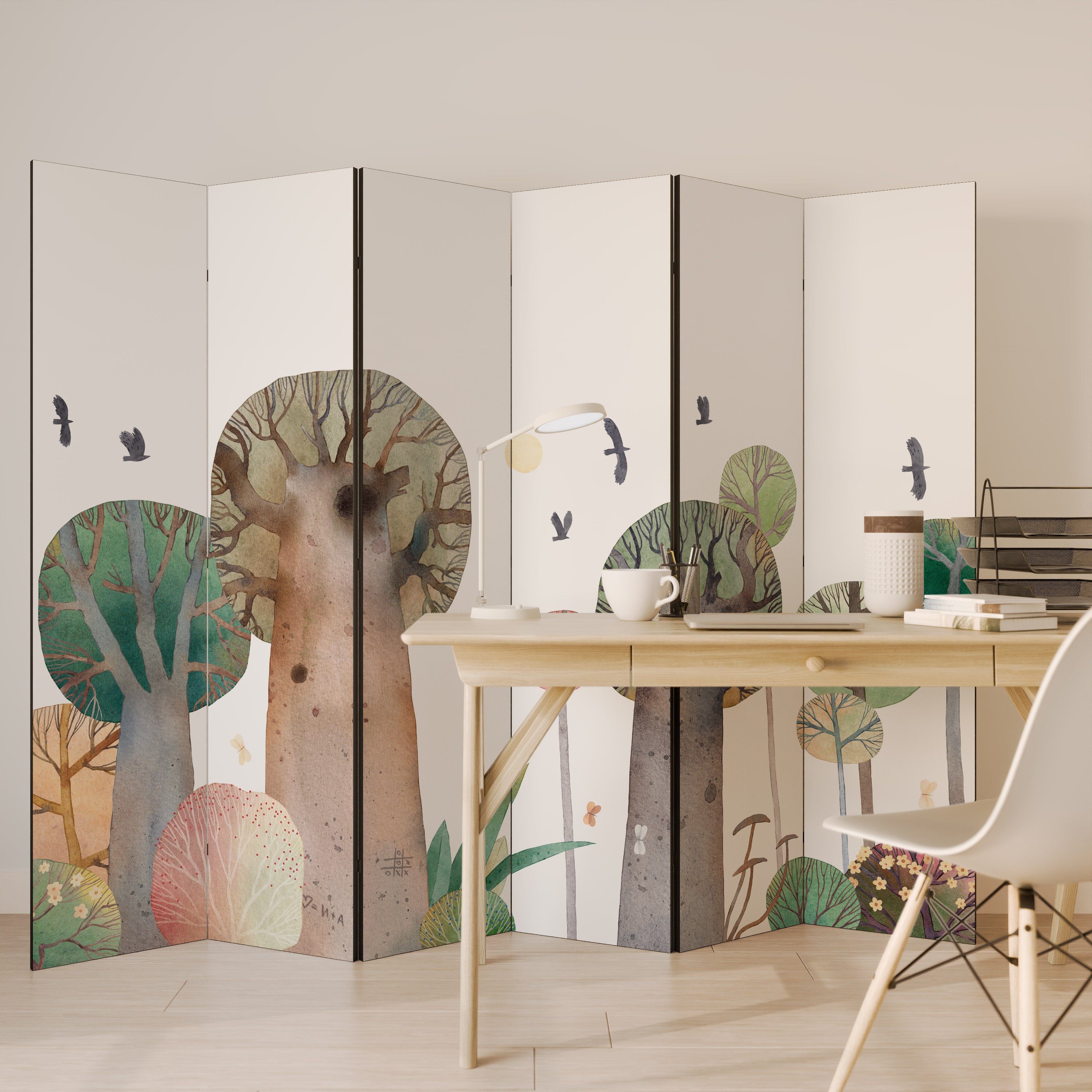 Biombo decorativo de 6 paneles FLIGHT OVER
