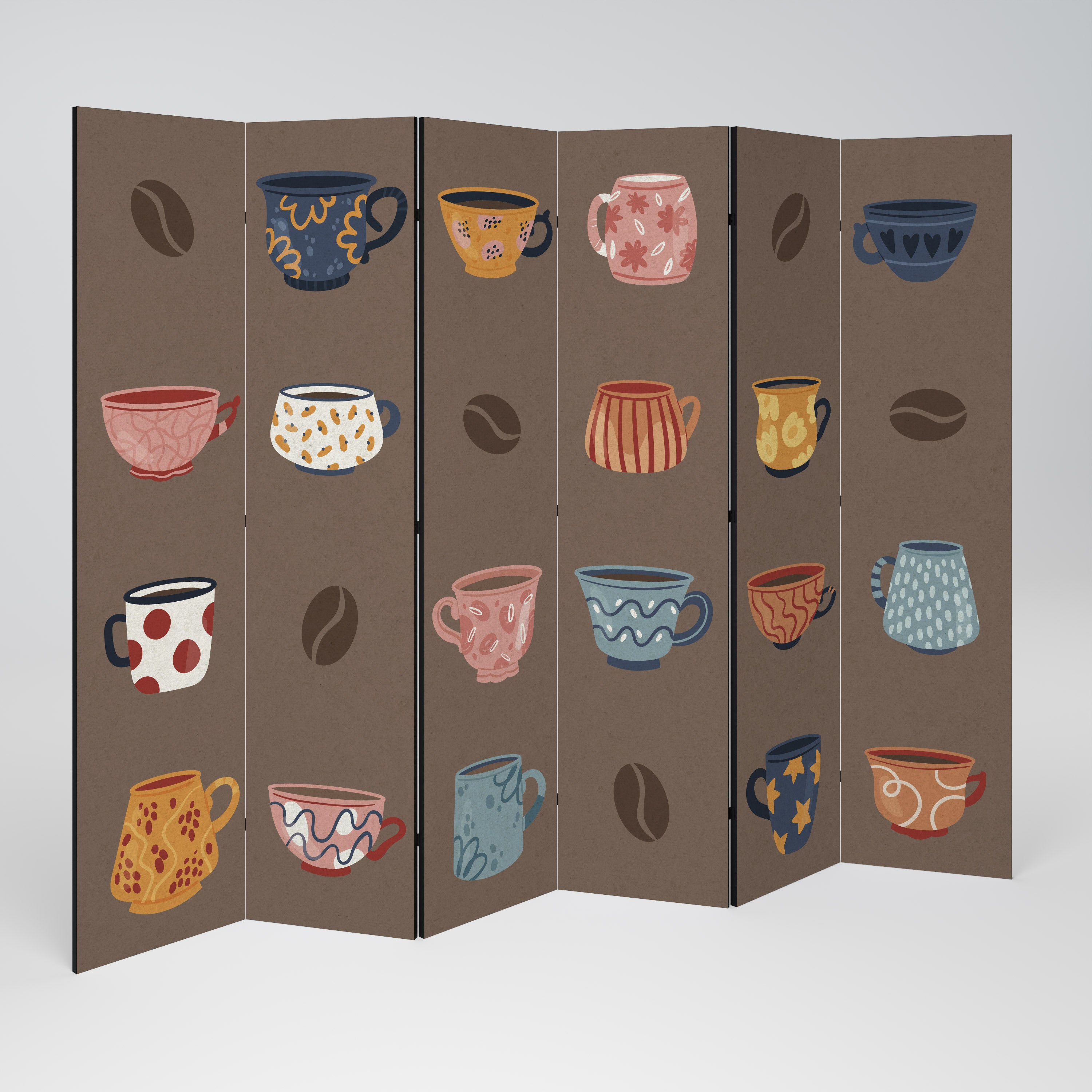 Biombo decorativo de 6 paneles COFFEE BREAK