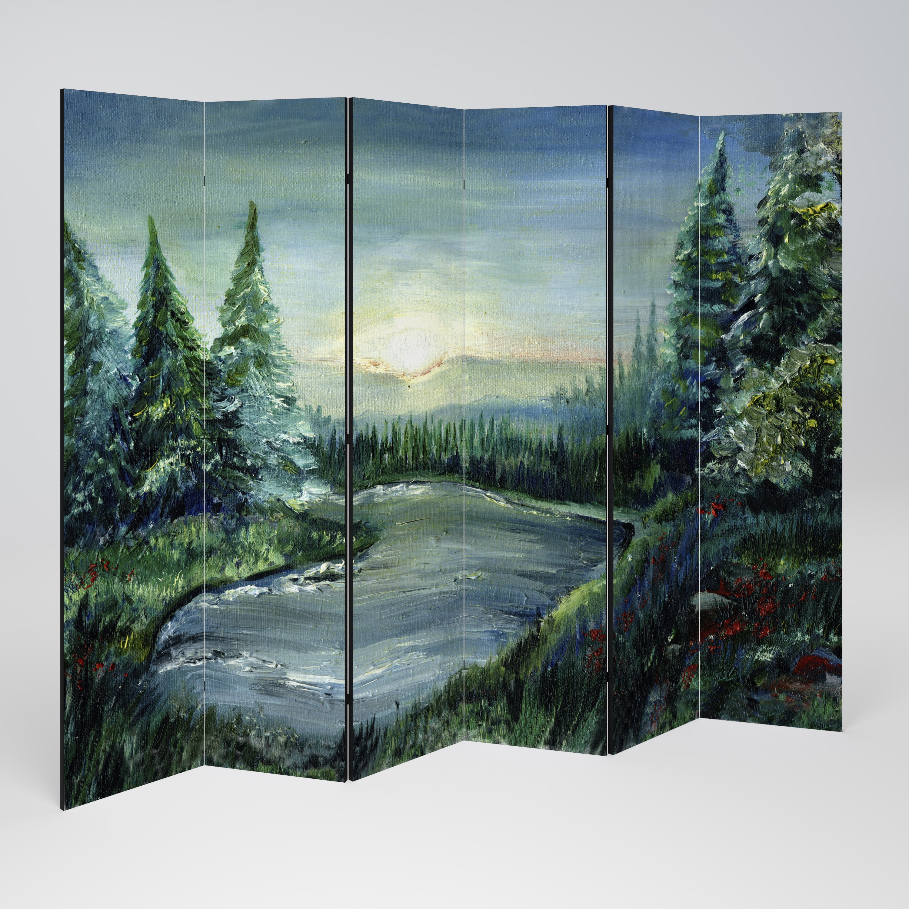 Biombo decorativo de 6 paneles FOREST SUNSET
