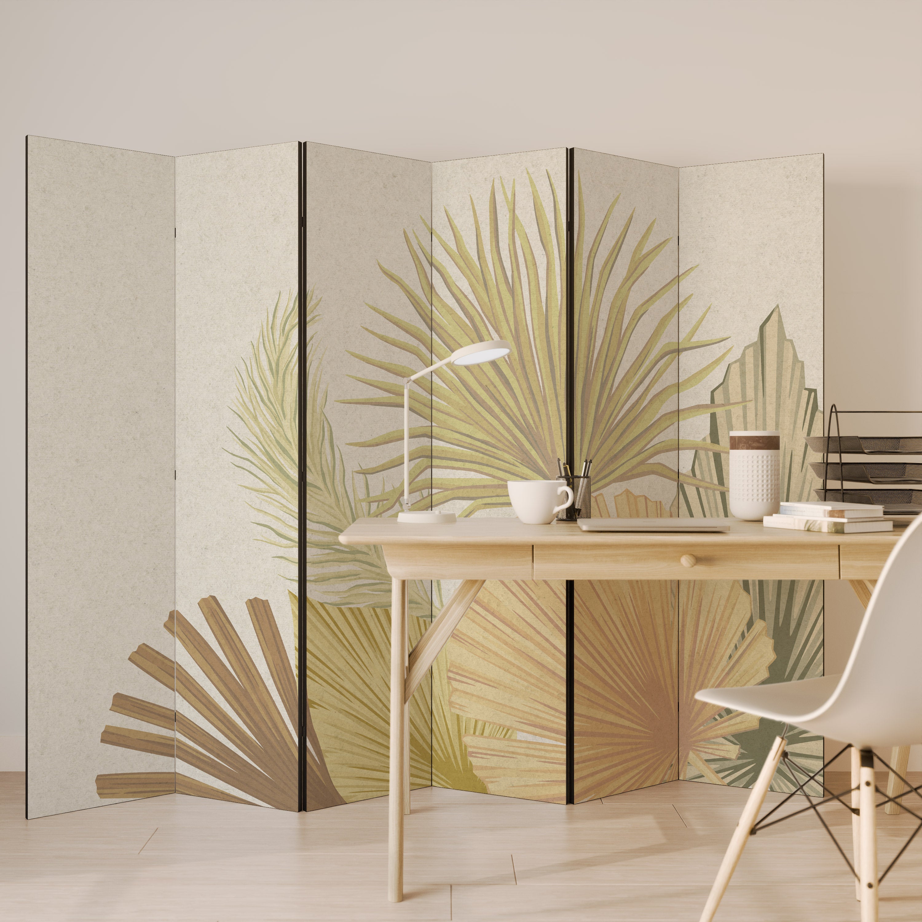 Biombo decorativo de 6 paneles BROTE TROPICAL