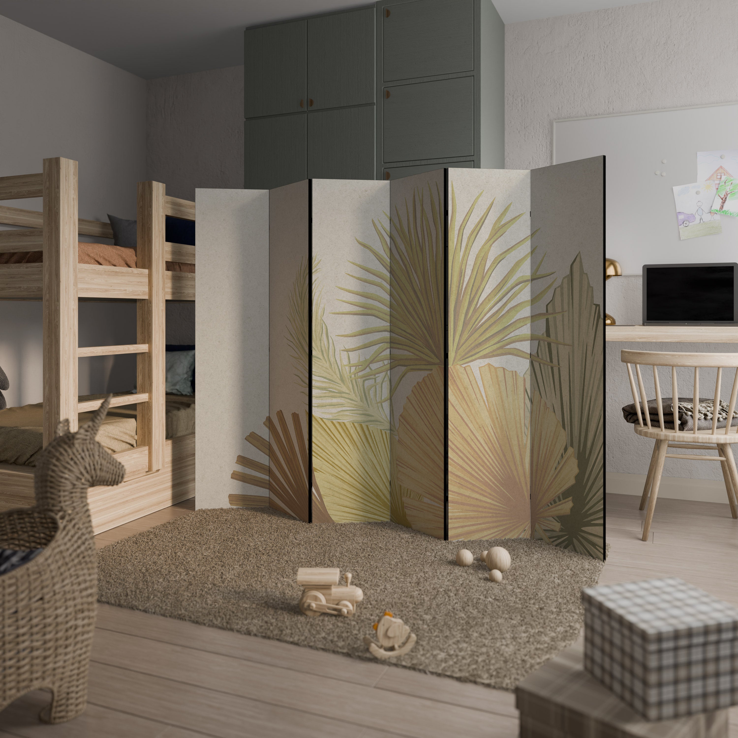 Biombo decorativo de 6 paneles BROTE TROPICAL