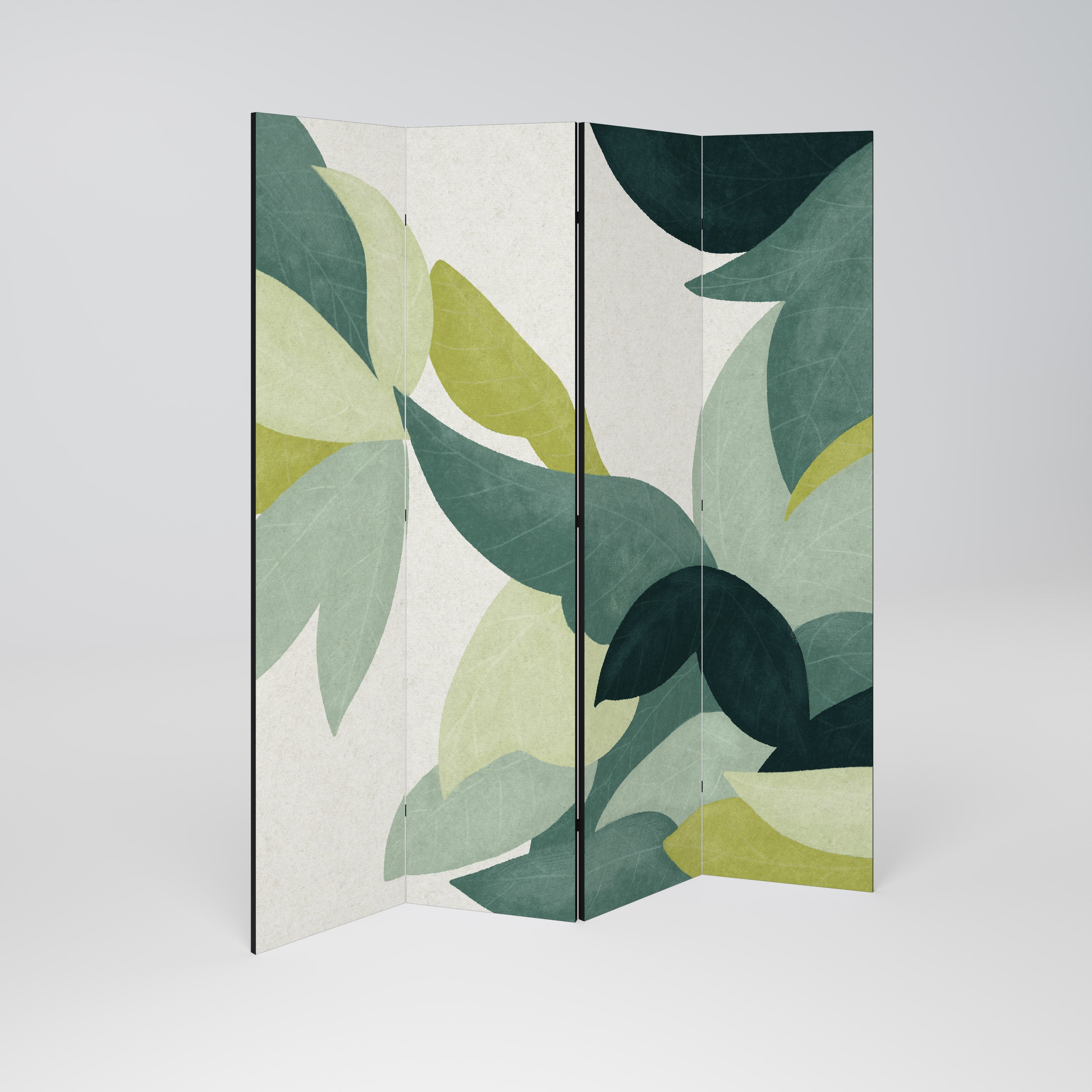 Biombo decorativo de 4 paneles LEAFY VIBRATION