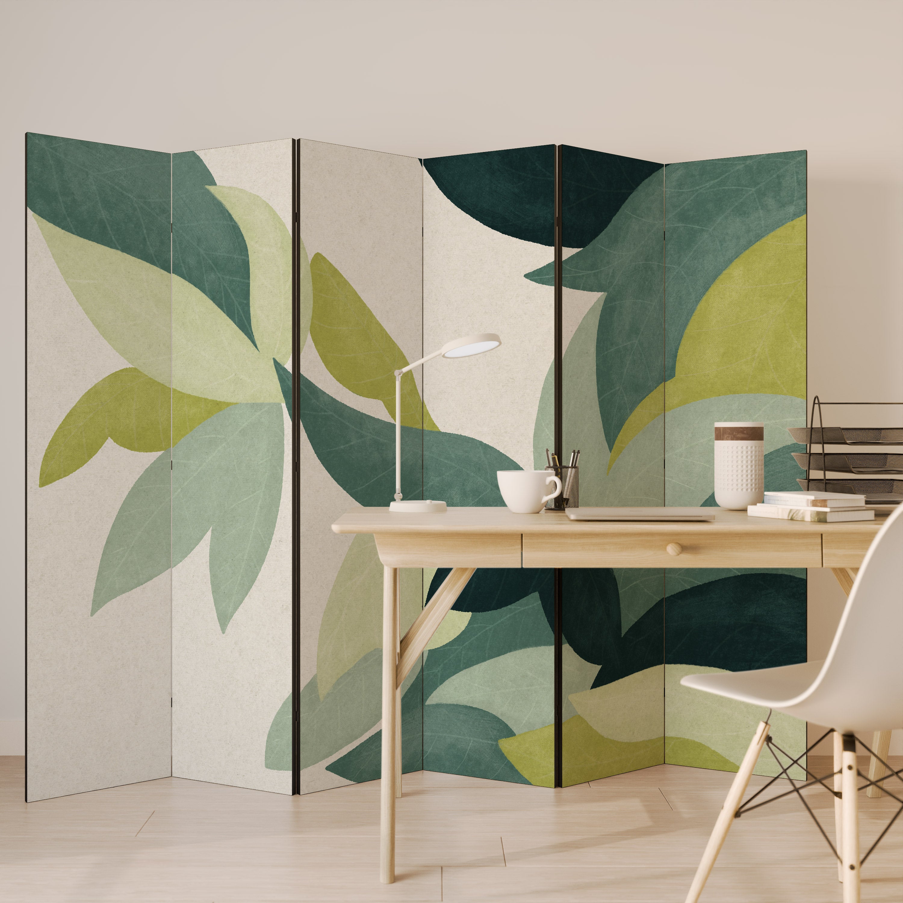 Biombo decorativo LEAFY VIBRATION de 6 paneles
