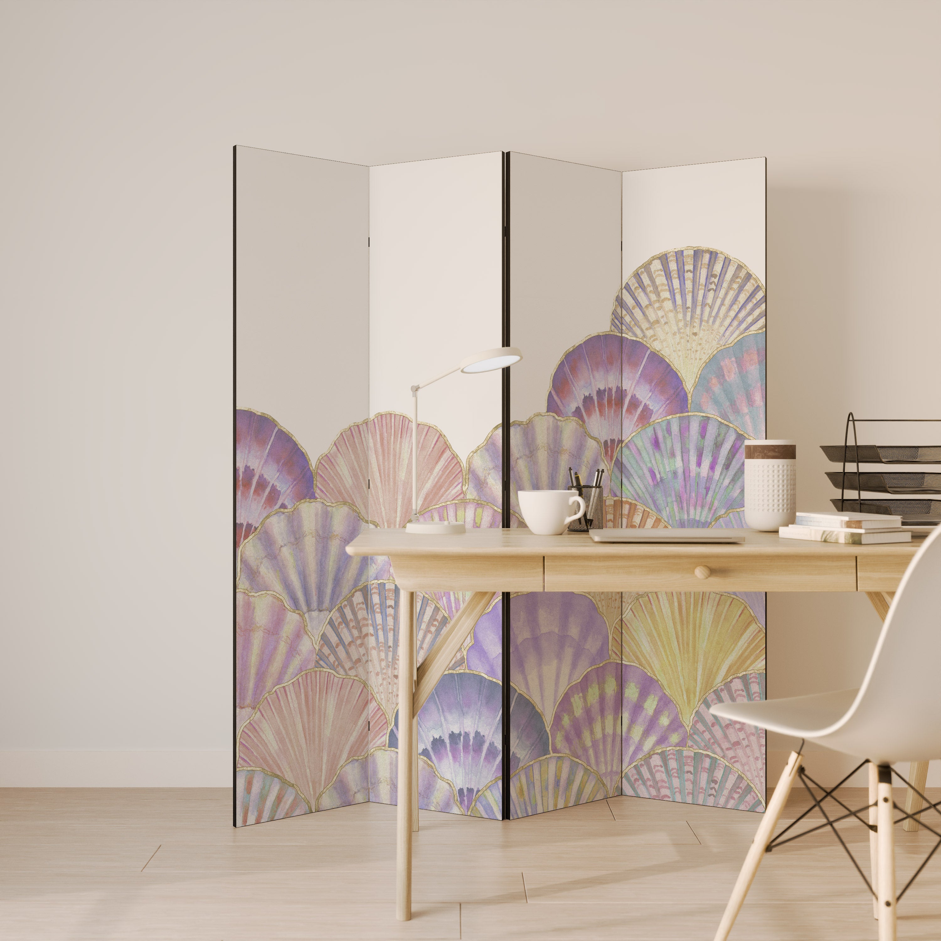 Biombo decorativo de 4 paneles PASTEL OCEAN DREAMS