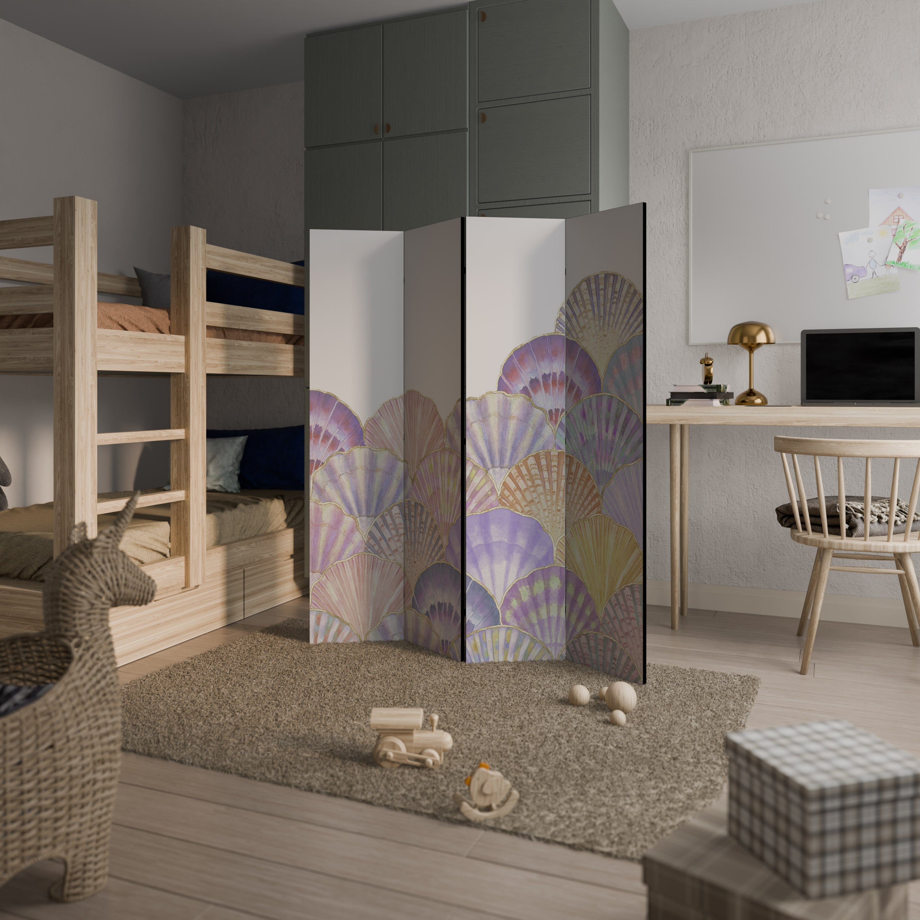 Biombo decorativo de 4 paneles PASTEL OCEAN DREAMS