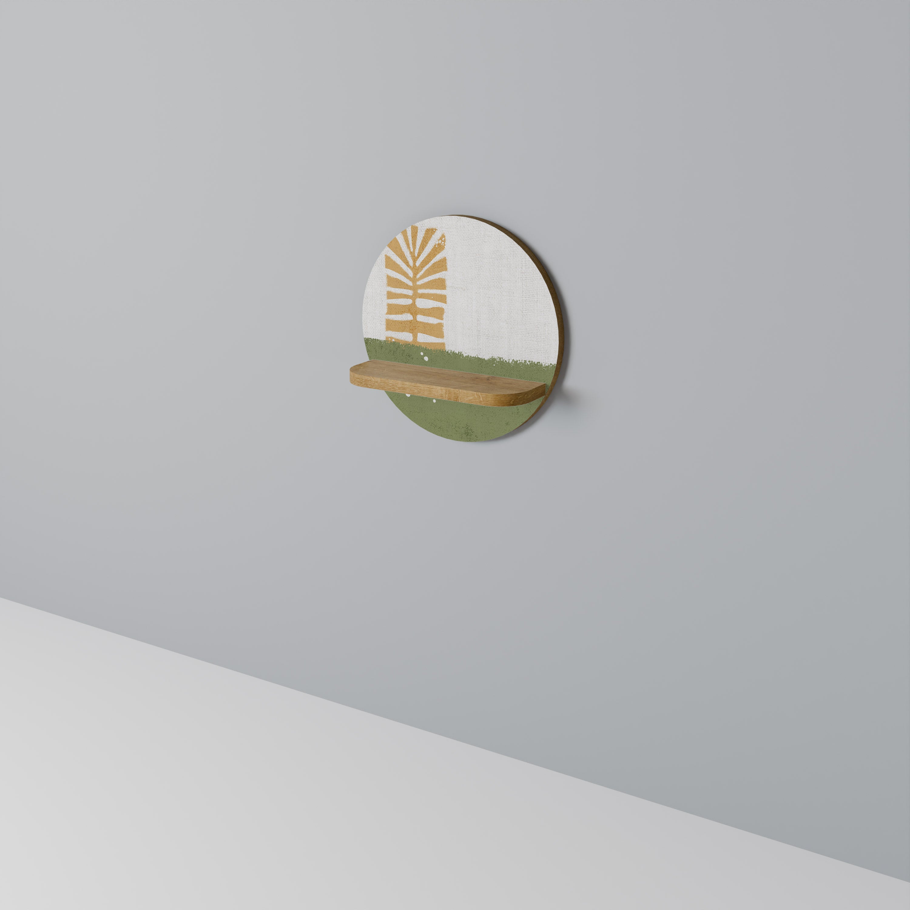 Estantería de arte redonda GREENERY WALK con efecto roble