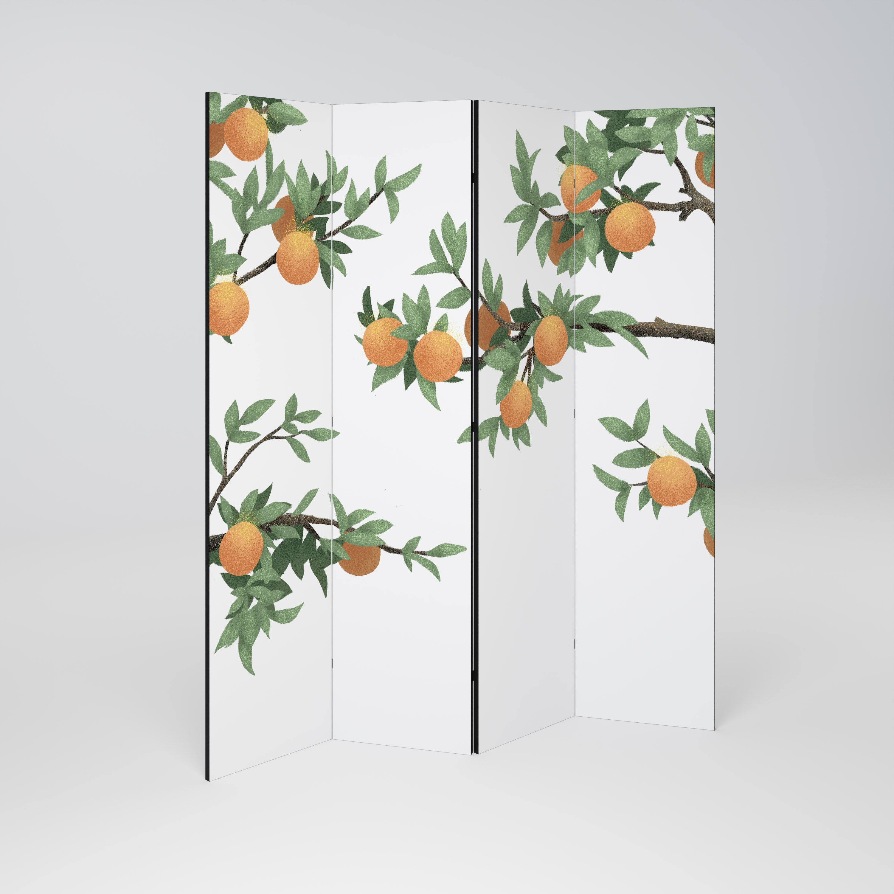 Divisor de ambientes decorativo de 4 paneles color NARANJA MAGNÍFICO
