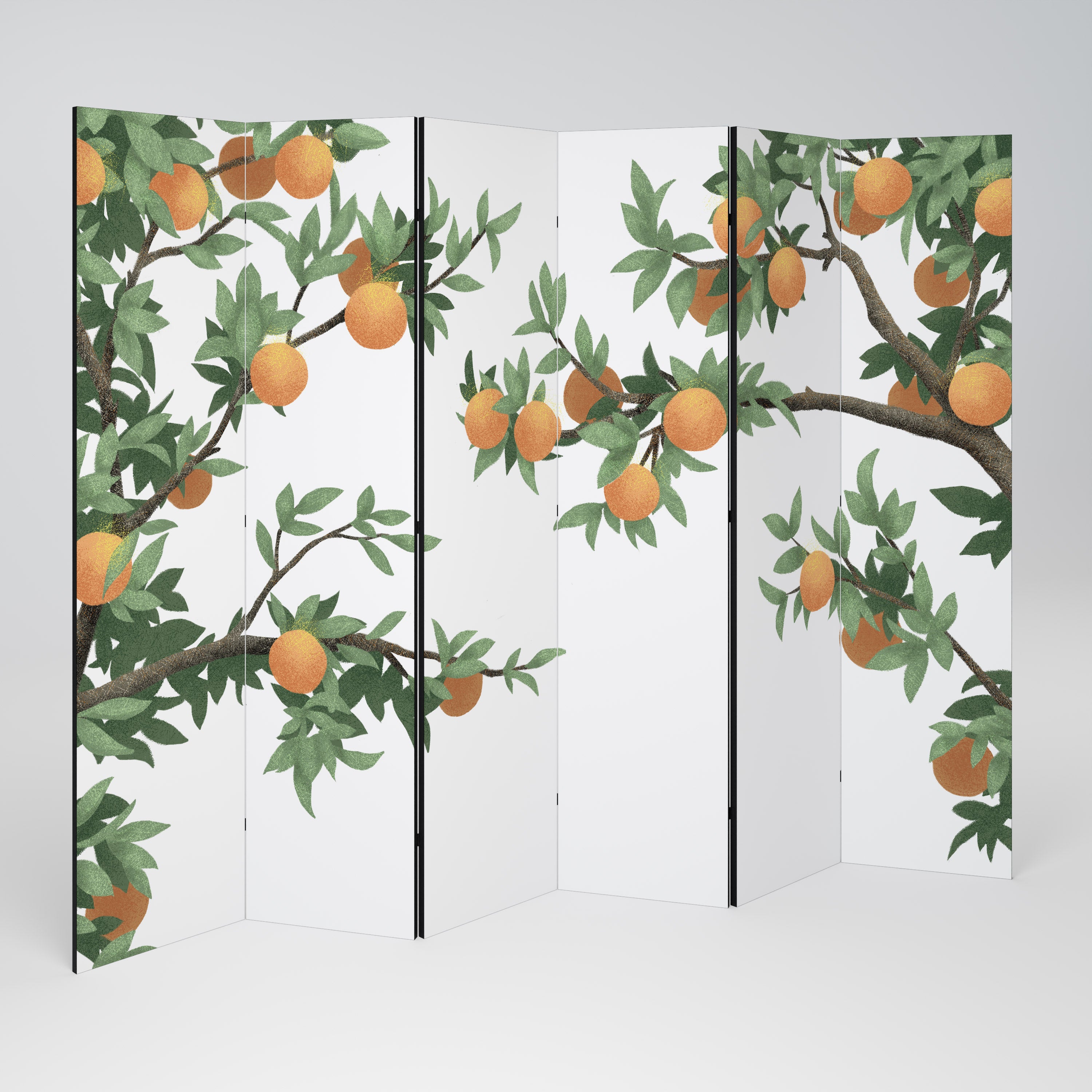 Divisor de ambientes decorativo de 6 paneles color naranja magnífico