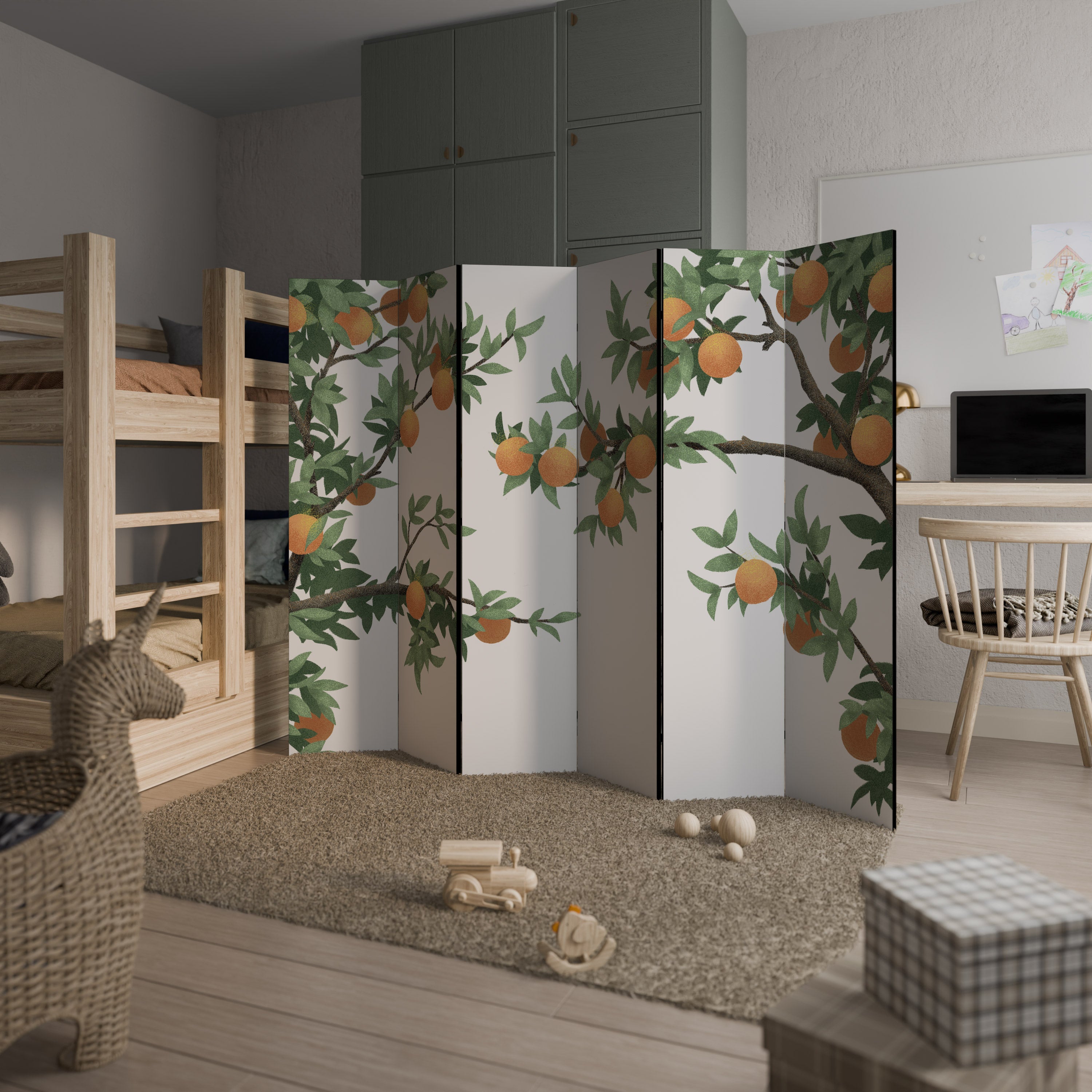 Divisor de ambientes decorativo de 6 paneles color naranja magnífico