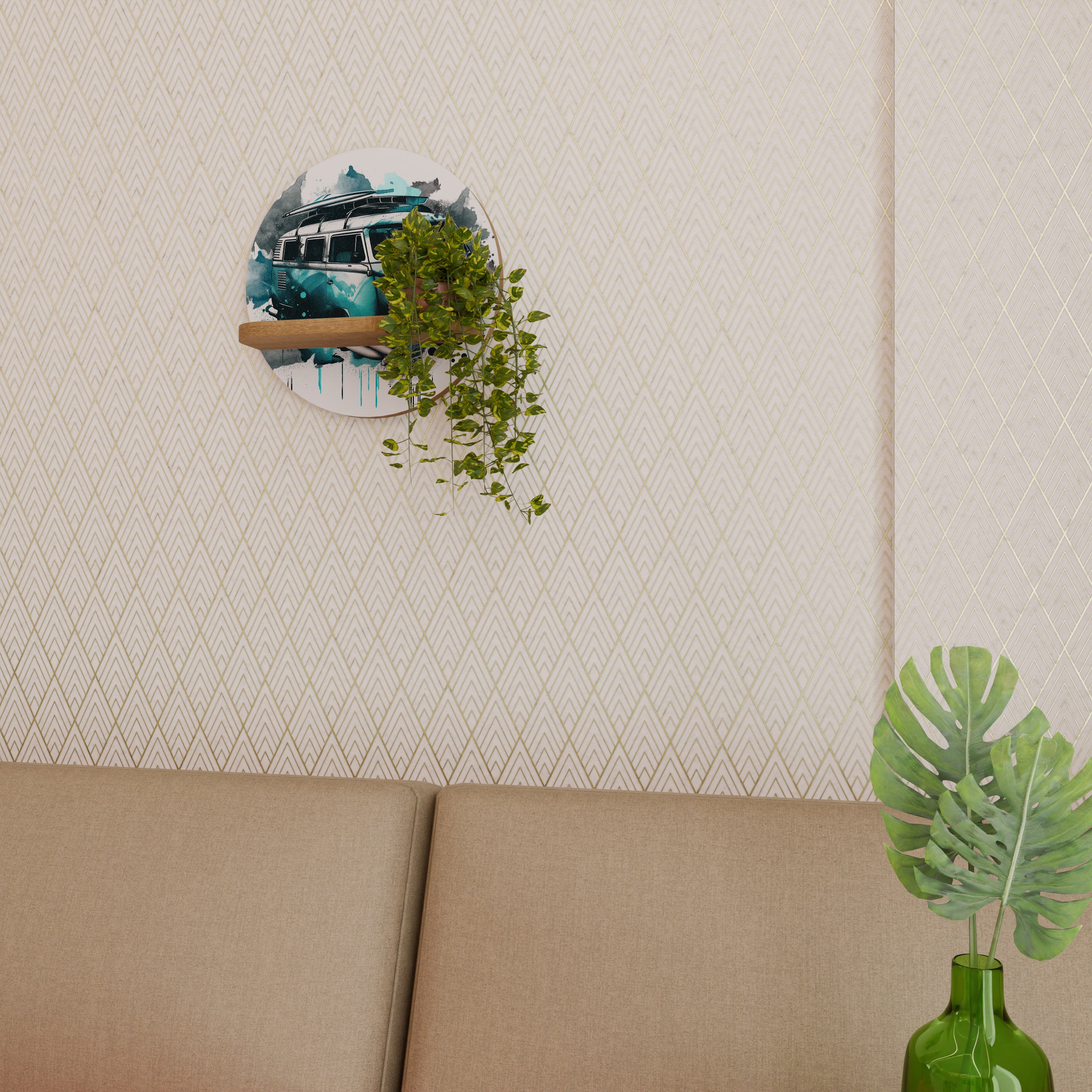 Estantería de arte redonda CARAVELLE LEGEND con efecto roble